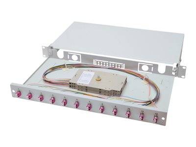 DIGITUS LWL Spleißbox 1HE bestückt 12x LC DX OM4 grau Multimedia-Technik Lichtwellenleiterzubehör