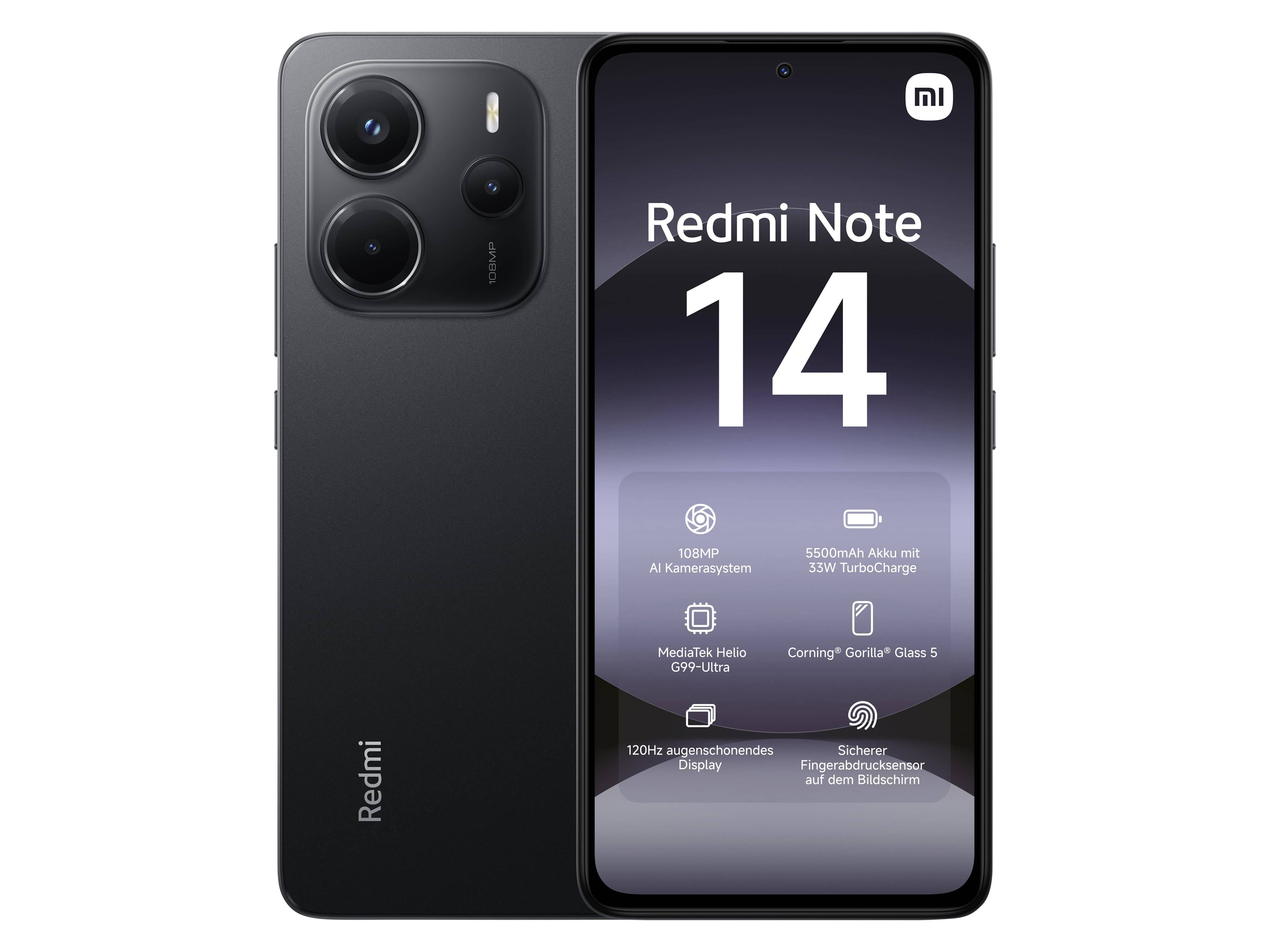 XIAOMI Smartphone Redmi Note 14 4G 128GB midnight black