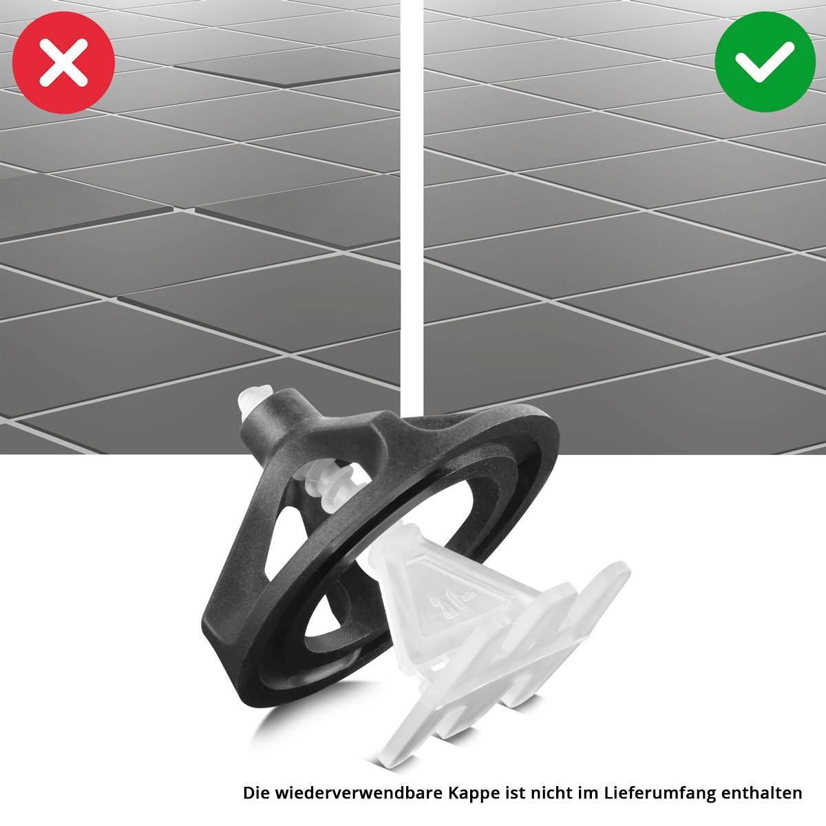 STAHLWERK 2 x Fliesen-Nivellier-System 200-teilig Zuglasche mit Gewinde