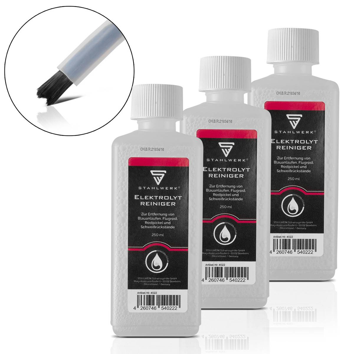 STAHLWERK 3 x Elektrolytreiniger für Schweißnaht-Reinigungsgeräte 250 ml