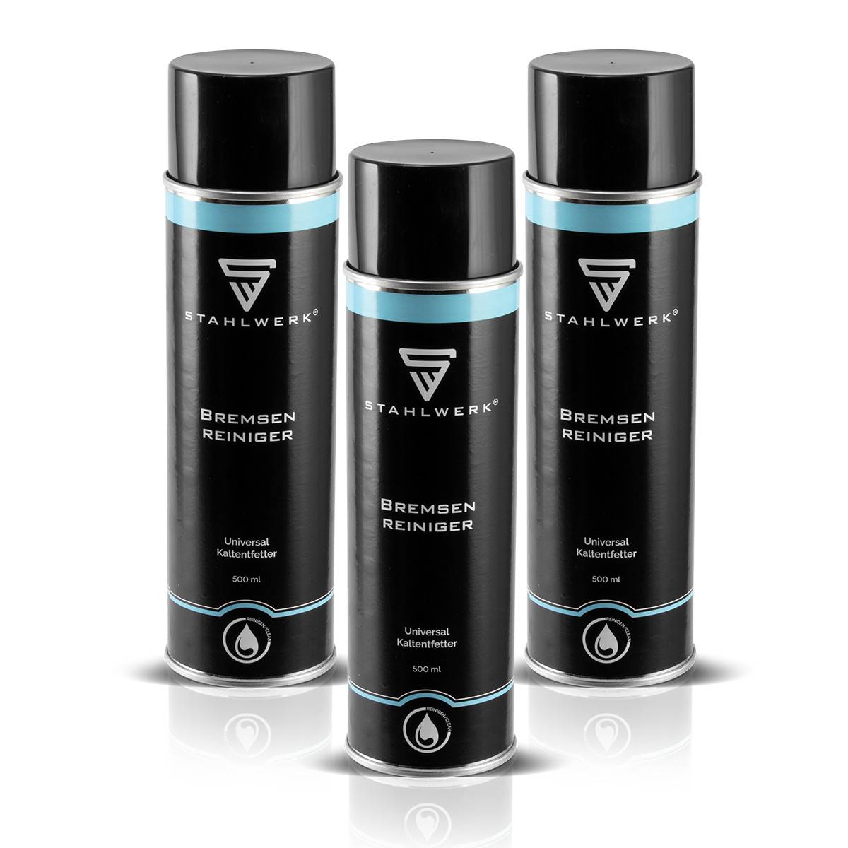 STAHLWERK 3 x Bremsenreiniger und Kaltentfetter zum Reinigen 500 ml