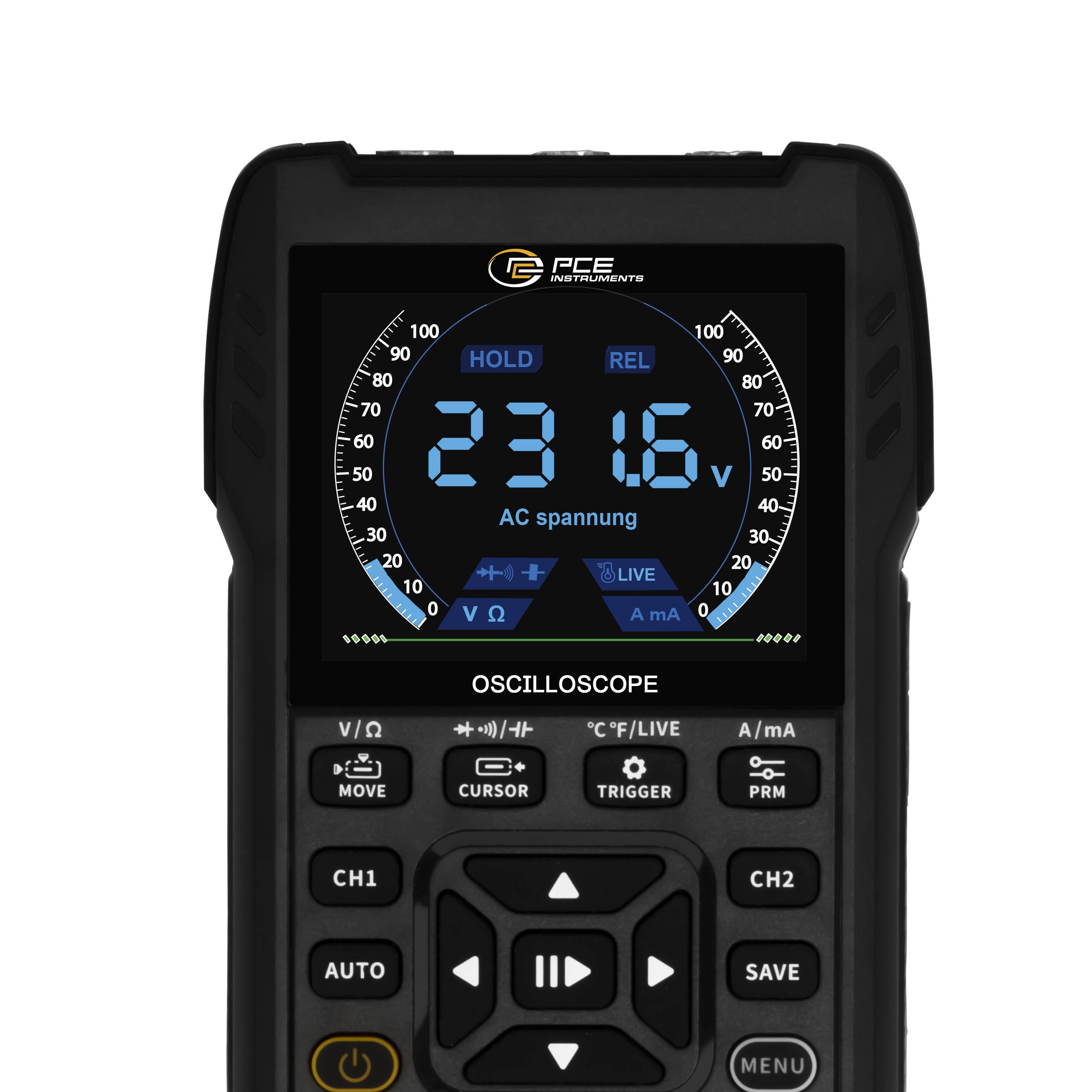 PCE Instruments Oszilloskop PCE-OC 50 mit Multimeter und Signalgenerator |2-Kanal |10 MHz Bandbreite |50 MS/s Abtastrate