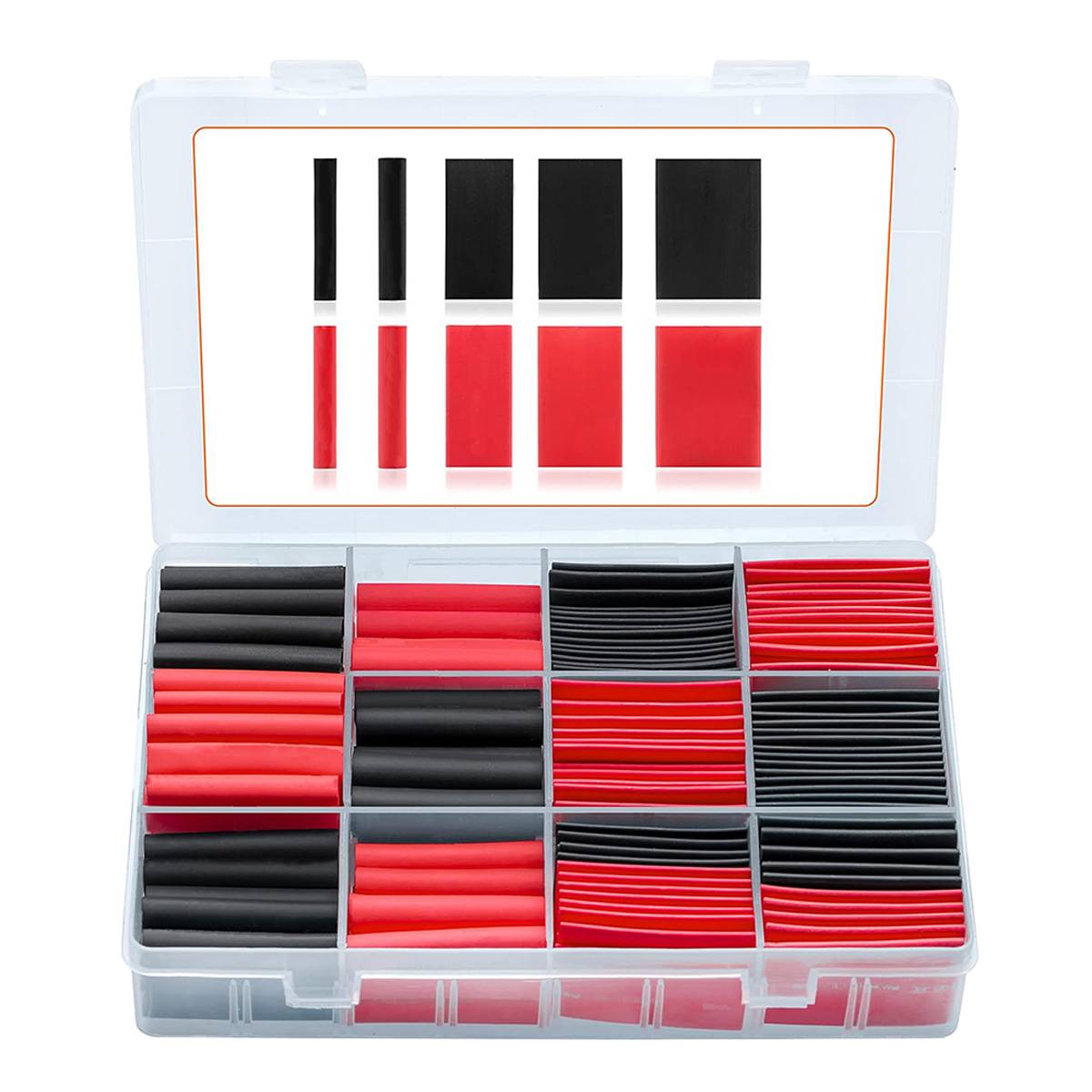 Schrumpfschlauch Sortiment Schwarz Rot 4:1 Ratio mit Kleber Doppelwandig 190 Stück 45mm Länge