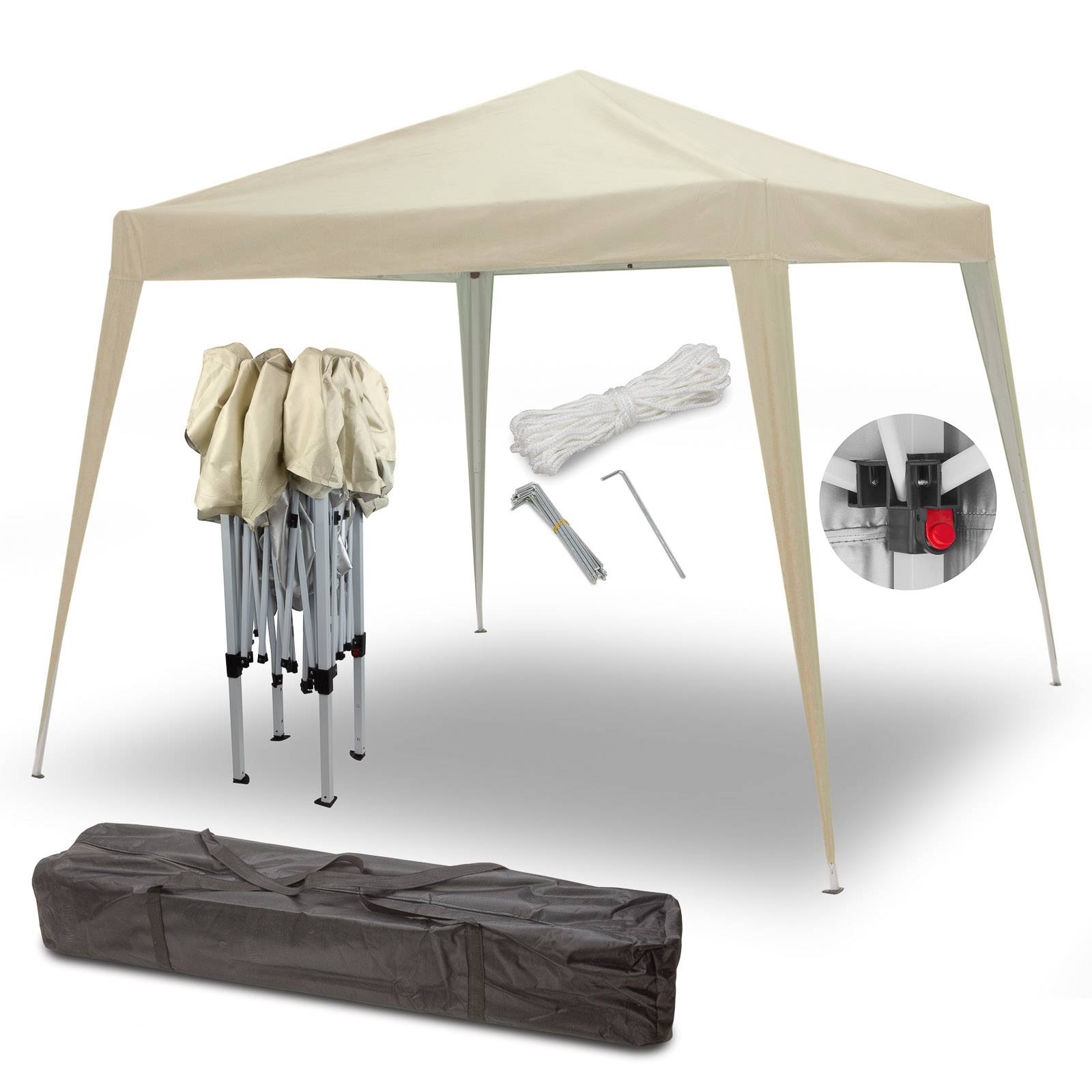 Faltpavillon Partyzelt 3x3m Gartenzelt Popup Zelt Transporttasche Beige Creme