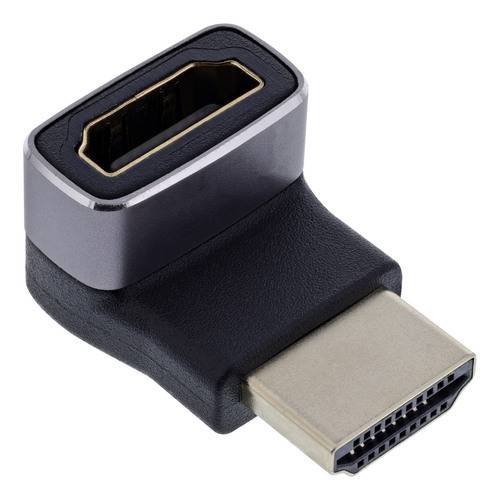 Ein HDMI-Winkeladapter, der flexible Kabelverbindungen ermöglicht, mit einem Stecker auf der einen Seite und einer Buchse auf der anderen Seite.