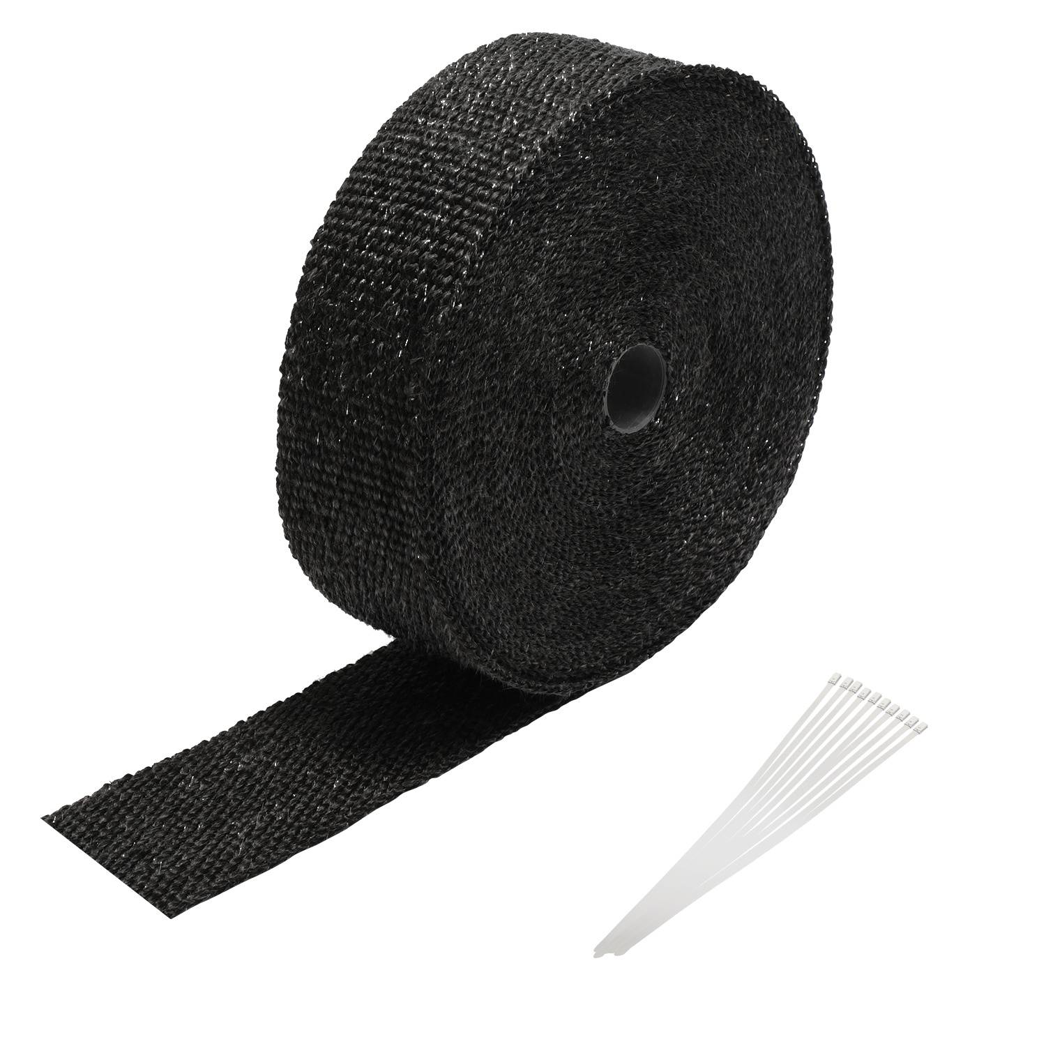 10M Titan Hitzeschutzband Auspuffband Auspuff Band Krümmer Band mit 10 Metallkabelbinder für Auspuffanlagen, Isolierband Hitzeschutz