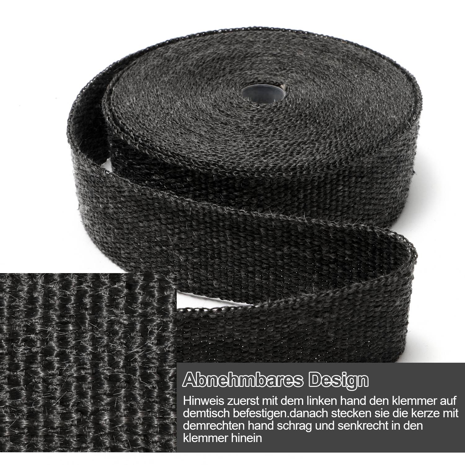 10M Titan Hitzeschutzband Auspuffband Auspuff Band Krümmer Band mit 10 Metallkabelbinder für Auspuffanlagen, Isolierband Hitzeschutz