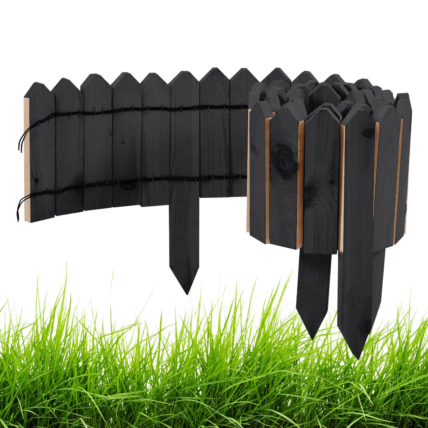 Rasenkante Holzvertäfelung Beeteinfassung Beetbegrenzung Rasenkanten rasenkante kunststoff für Garten,200*10*1.5cm Anthrazit