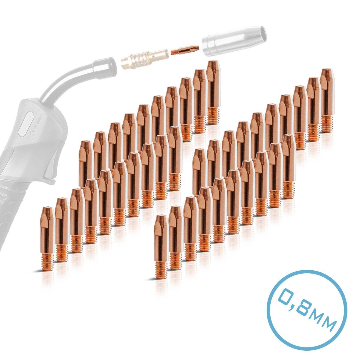 STAHLWERK 40 x Stromdüsen AK25 MB25 Kontaktdüsen M6x28 0,8 mm MIG MAG