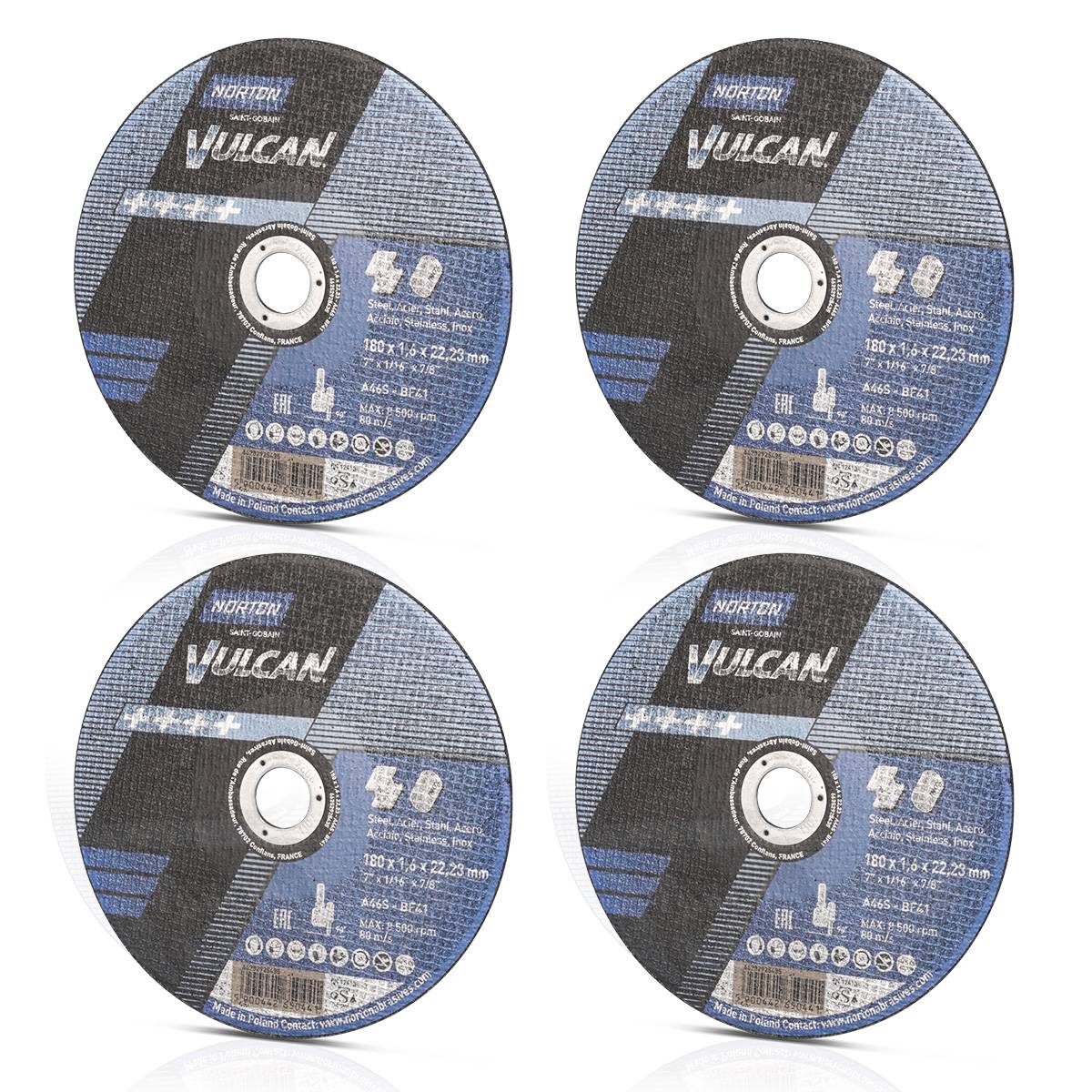 NORTON Trennscheibe 4er Set Sägeblatt 180 x 1,6 x 22,23 mm für Metalltrennsägen