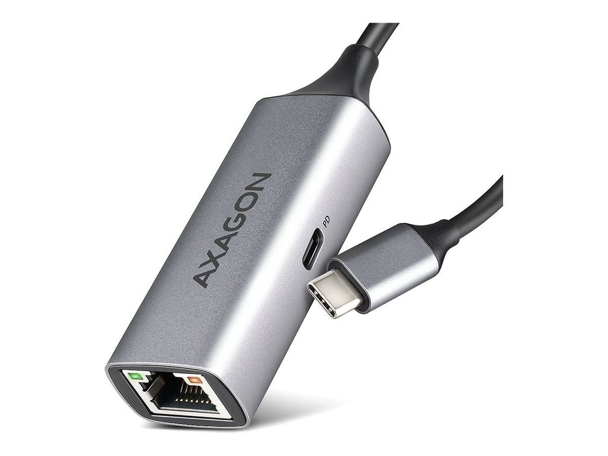 Axagon USB-C zu Ethernet Adapter mit USB-C Durchlade-Anschluss und RJ45 Netzwerkbuchse