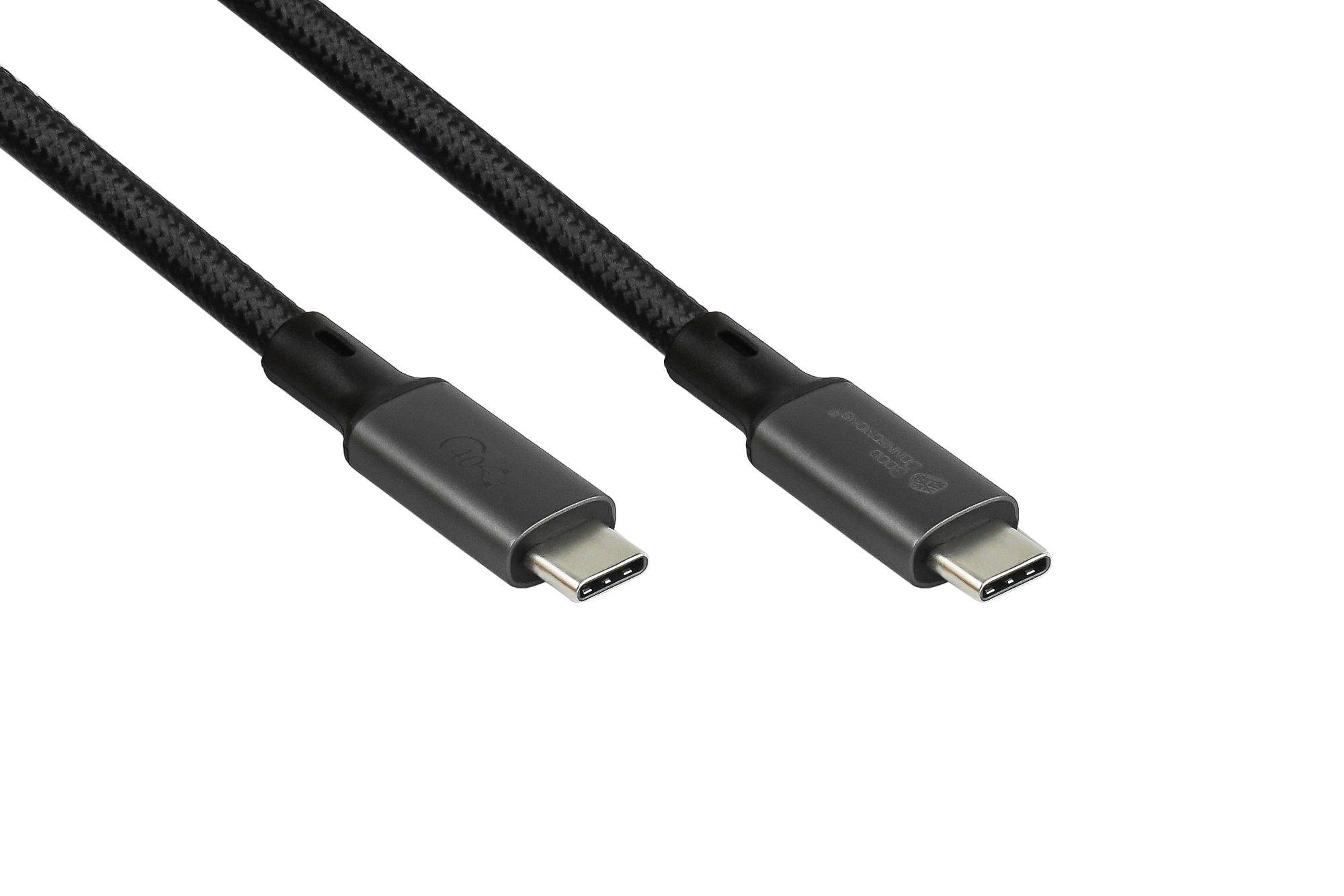 Magnetisches USB 4.0 Gen. 3x2 Spiralkabel (40GBit/s, 240W, 8K@60Hz), USB-C™ , schwarz, 1m, Good Connections®