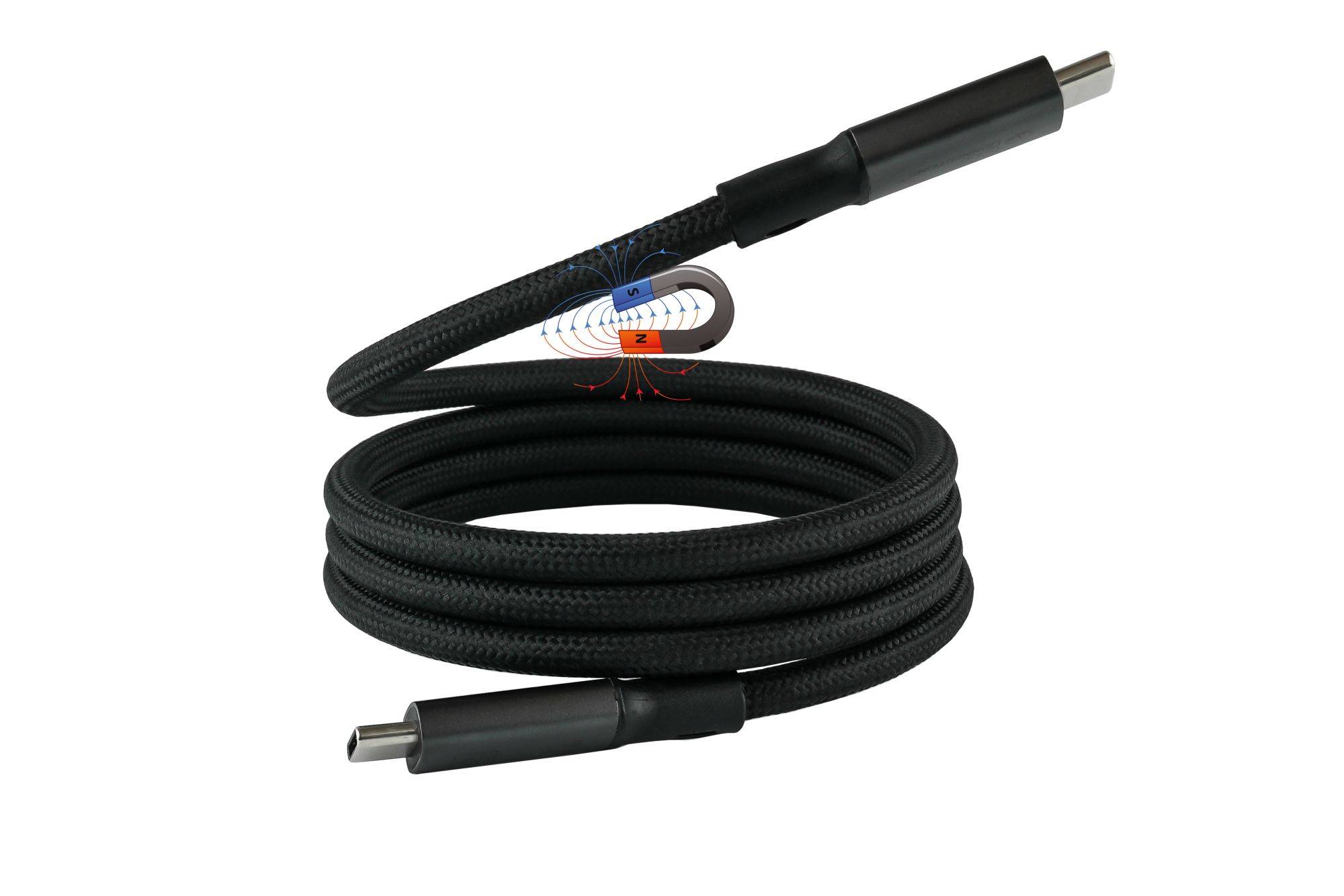 Magnetisches USB 4.0 Gen. 3x2 Spiralkabel (40GBit/s, 240W, 8K@60Hz), USB-C™ , schwarz, 1m, Good Connections®