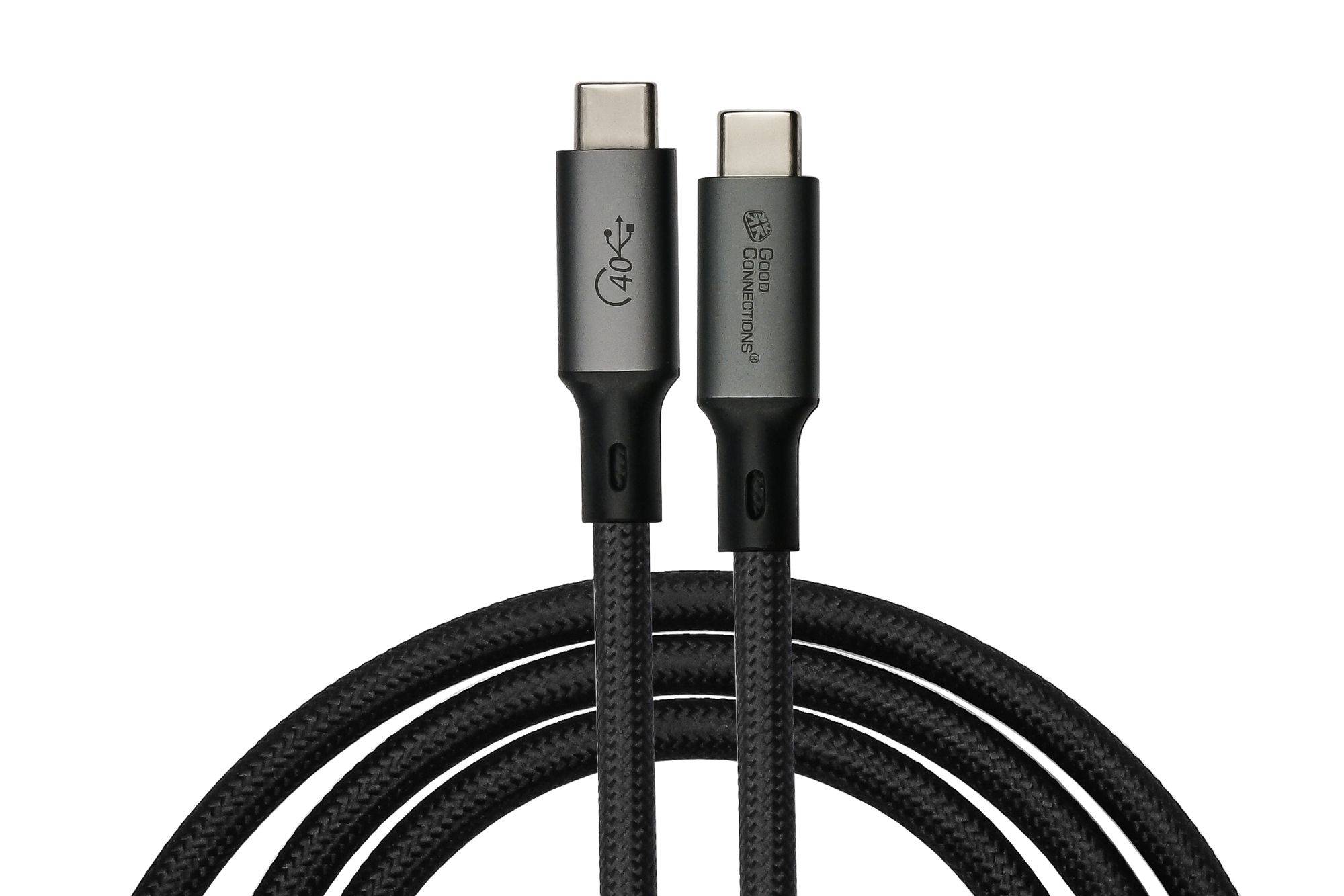 Magnetisches USB 4.0 Gen. 3x2 Spiralkabel (40GBit/s, 240W, 8K@60Hz), USB-C™ Stecker , schwarz, 1,5m, Good Connections®