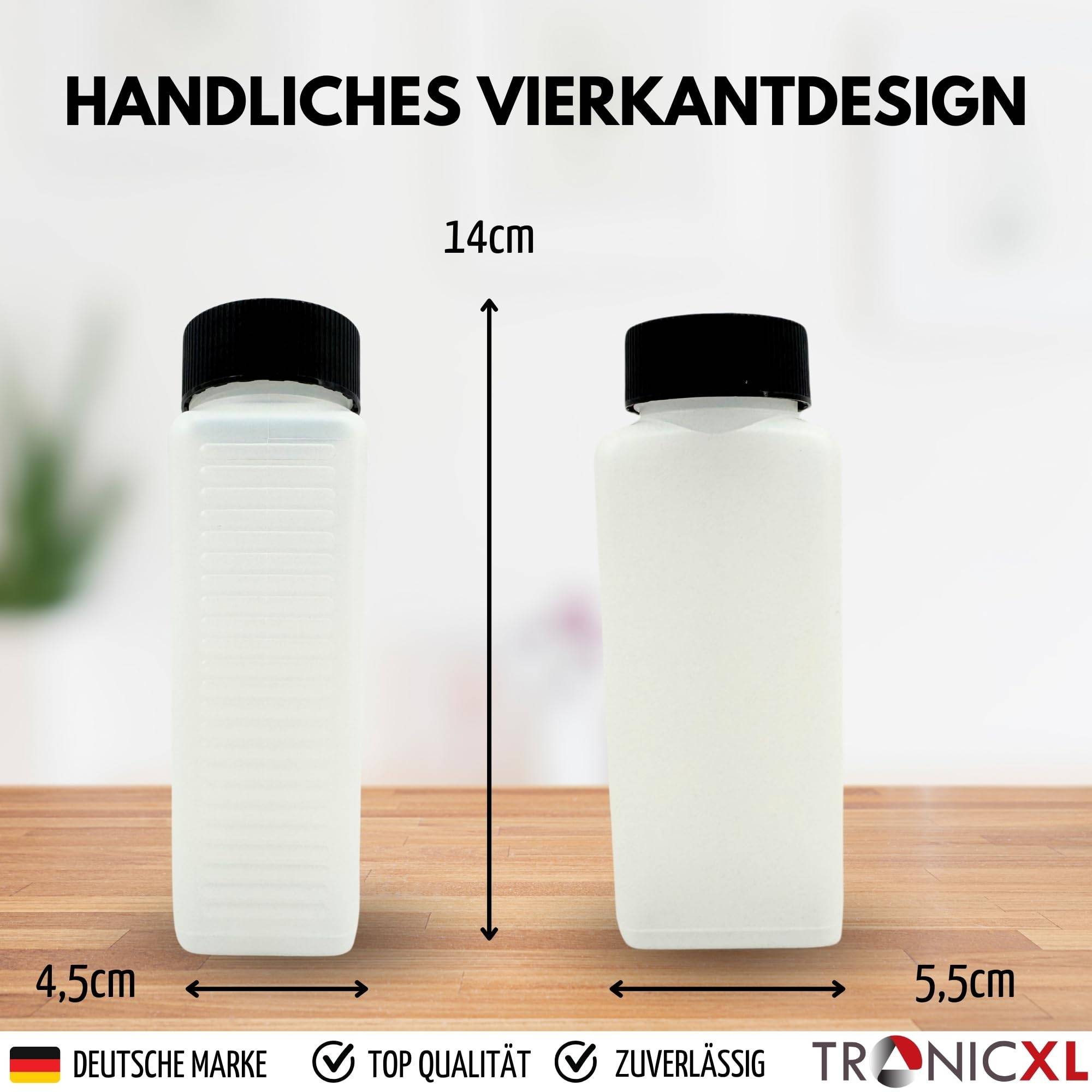 10 Stück 250ml Leerflasche Plastikflasche Flasche 0,25 Liter Kunststoff mit Deckel RD40 Gewinde Vierkantflasche HDPE zum befüllen leere Flasche