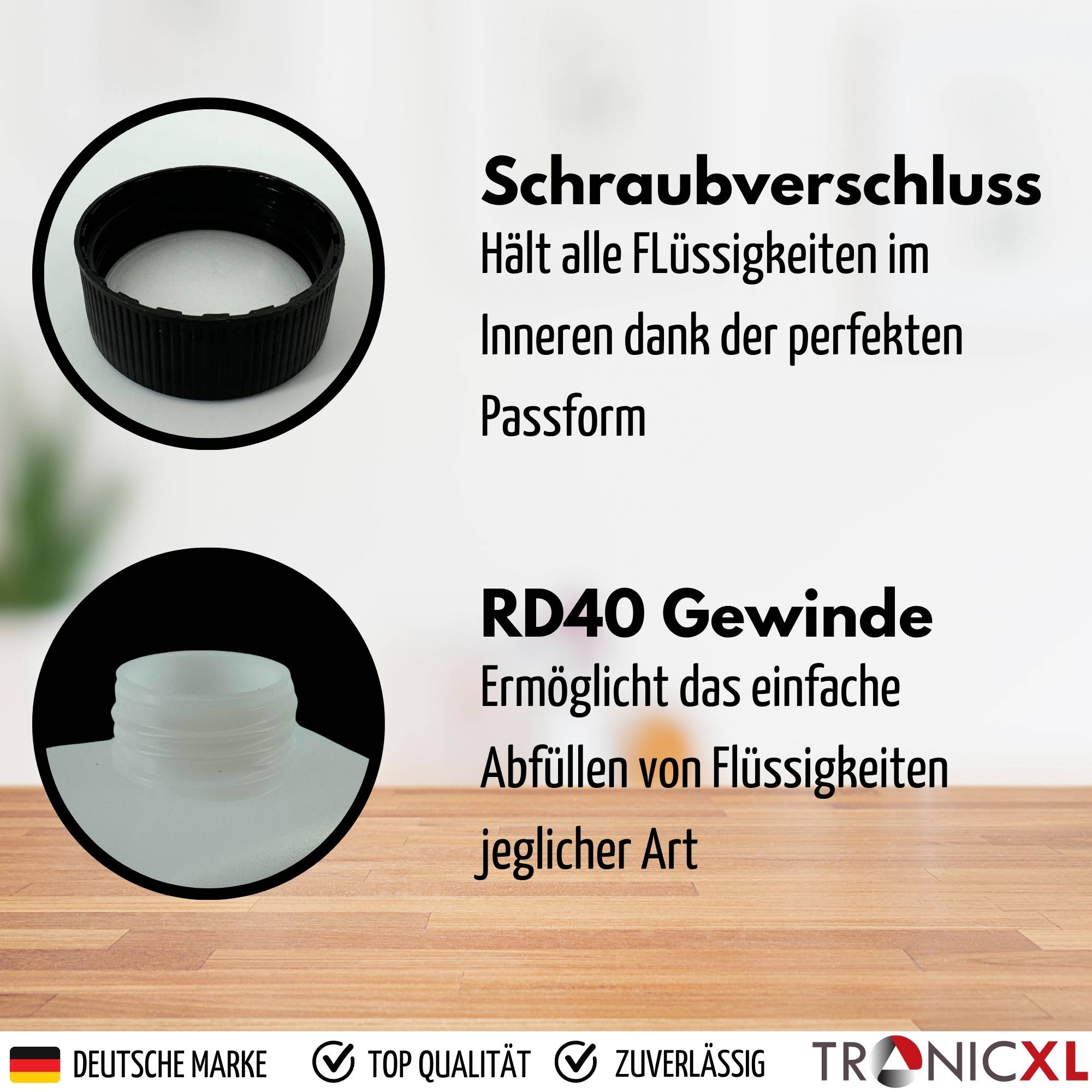 40 Stück 250ml Leerflasche Plastikflasche Flasche 0,25 Liter Kunststoff mit Deckel RD40 Gewinde Vierkantflasche