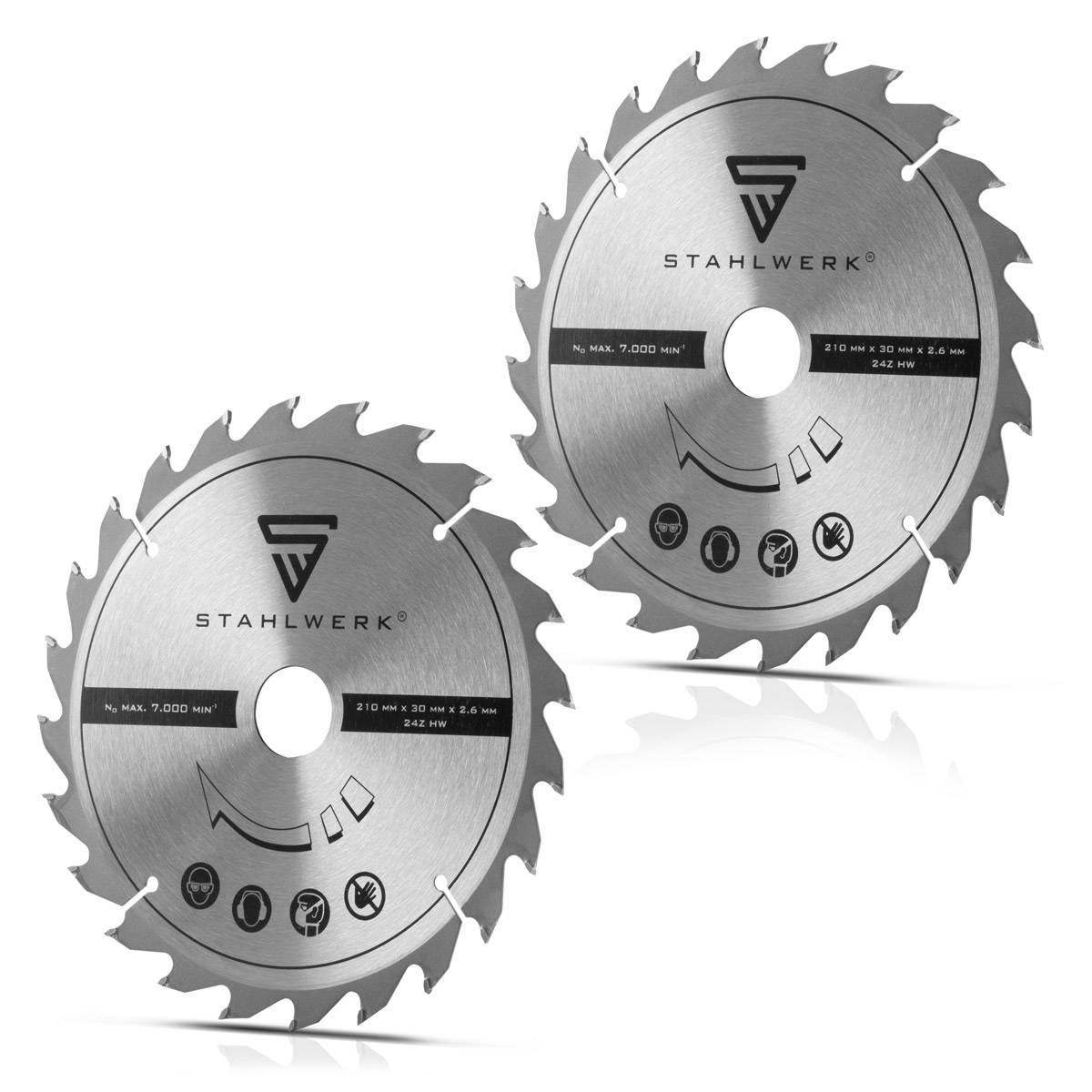 STAHLWERK 2 x Universal Sägeblatt 210 x 2,6 / 30 mm mit 25,4 mm Adapterring
