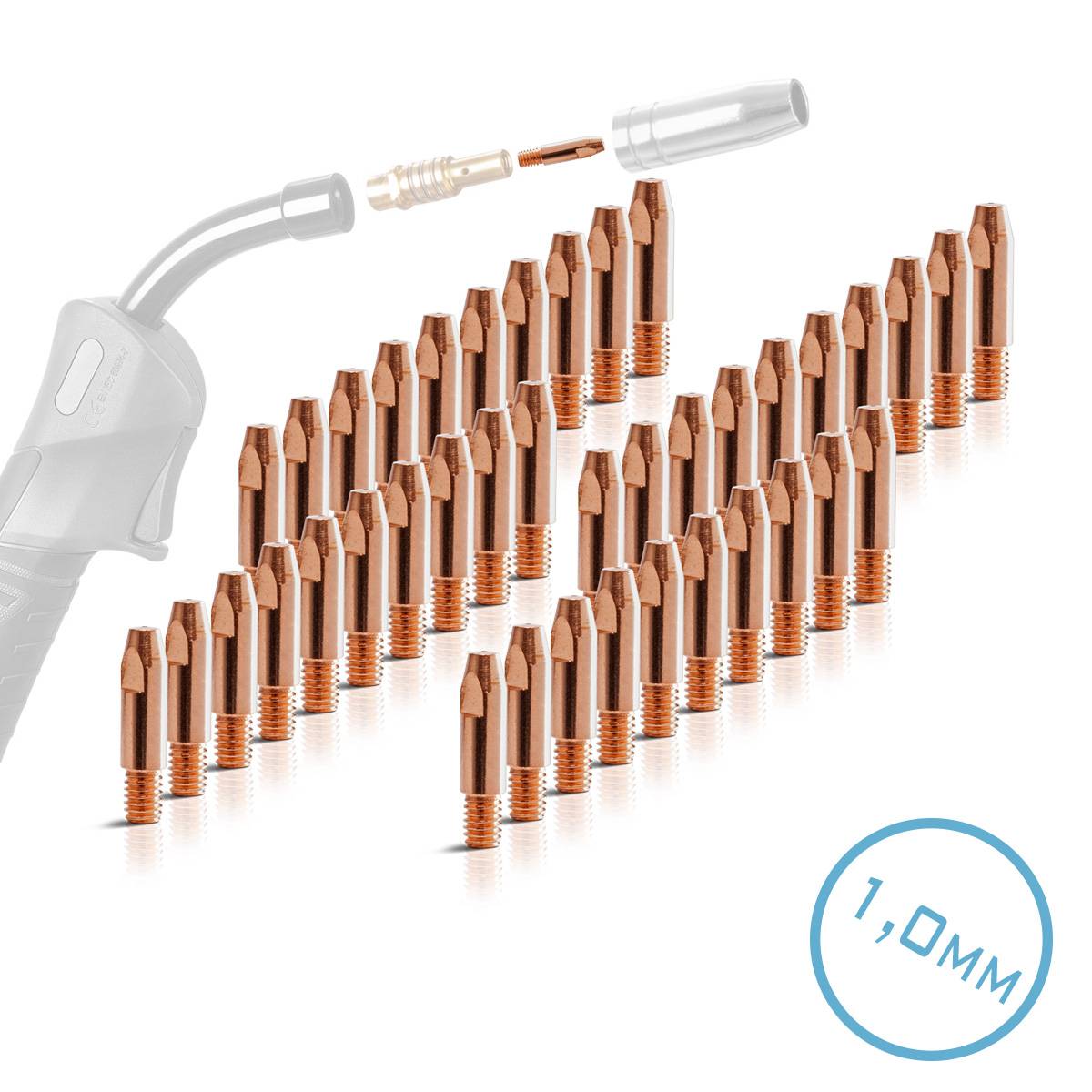 STAHLWERK 2 x Stromdüsen AK25 MB25 Kontaktdüsen M6x28 1,0 mm MIG MAG