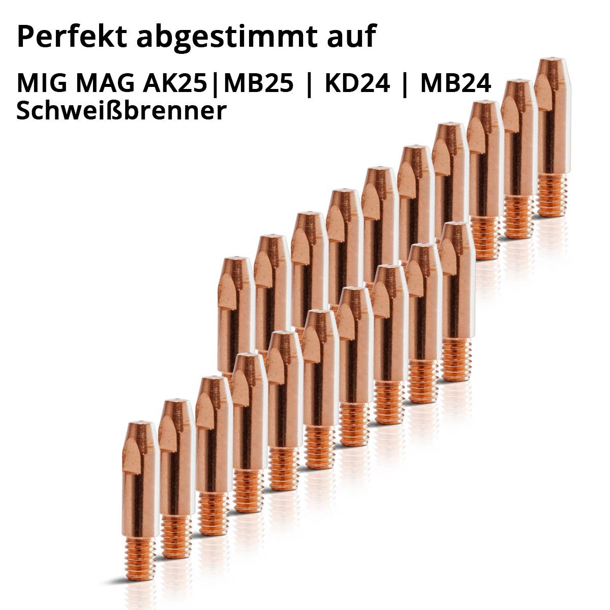 STAHLWERK MIG MAG Stromdüsen AK25 MB25 KD24 MB24 20 Stück 0,8 mm mit Düsennadeln