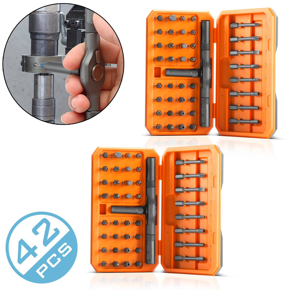 STAHLWERK 2 x Ratschen-Schraubendreher-Bit-Set RBS-42 ST 42-teilig Ratsche