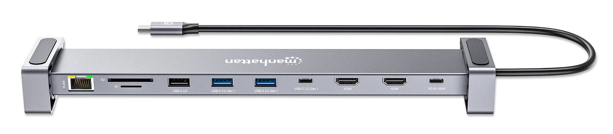 Manhattan 10-in-1 - Dockingstation - USB-C 3.2 Gen 1