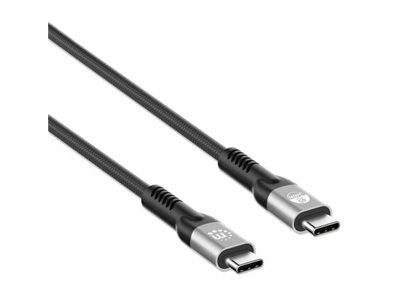 Zwei USB-C-Ladekabel mit schwarzen geflochtenen Kabeln und silbernen Steckverbindungsgehäusen auf weißem Hintergrund.