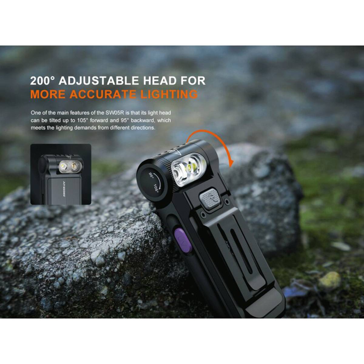 Fenix SW05R-UV 150 Lumen - LED-Taschenlampe mit Clip Schwarz