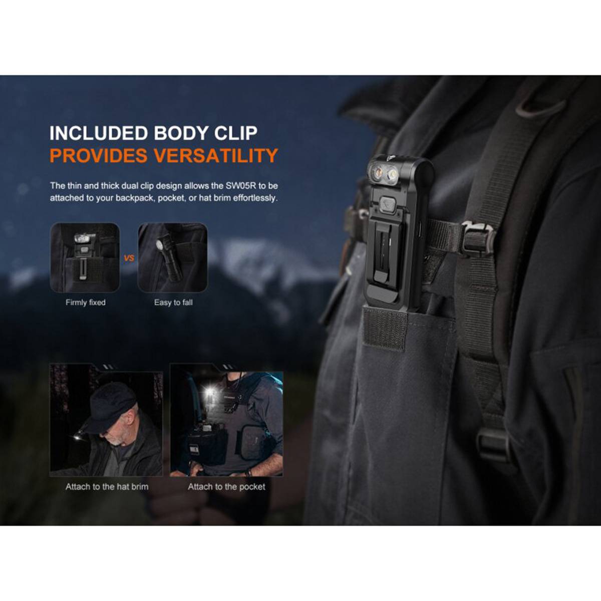 Fenix SW05R-UV 150 Lumen - LED-Taschenlampe mit Clip Grün