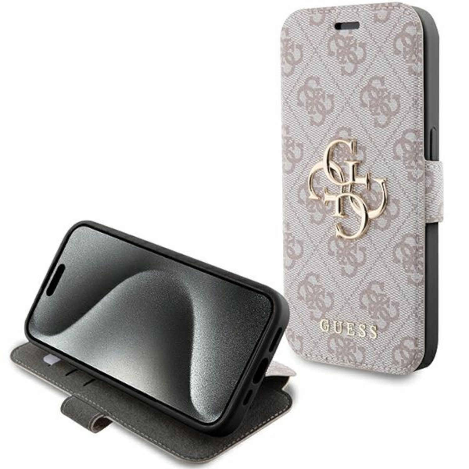 Guess Apple iPhone 15 Pro Schutzhülle Bookcover Book 4G Metal Logo