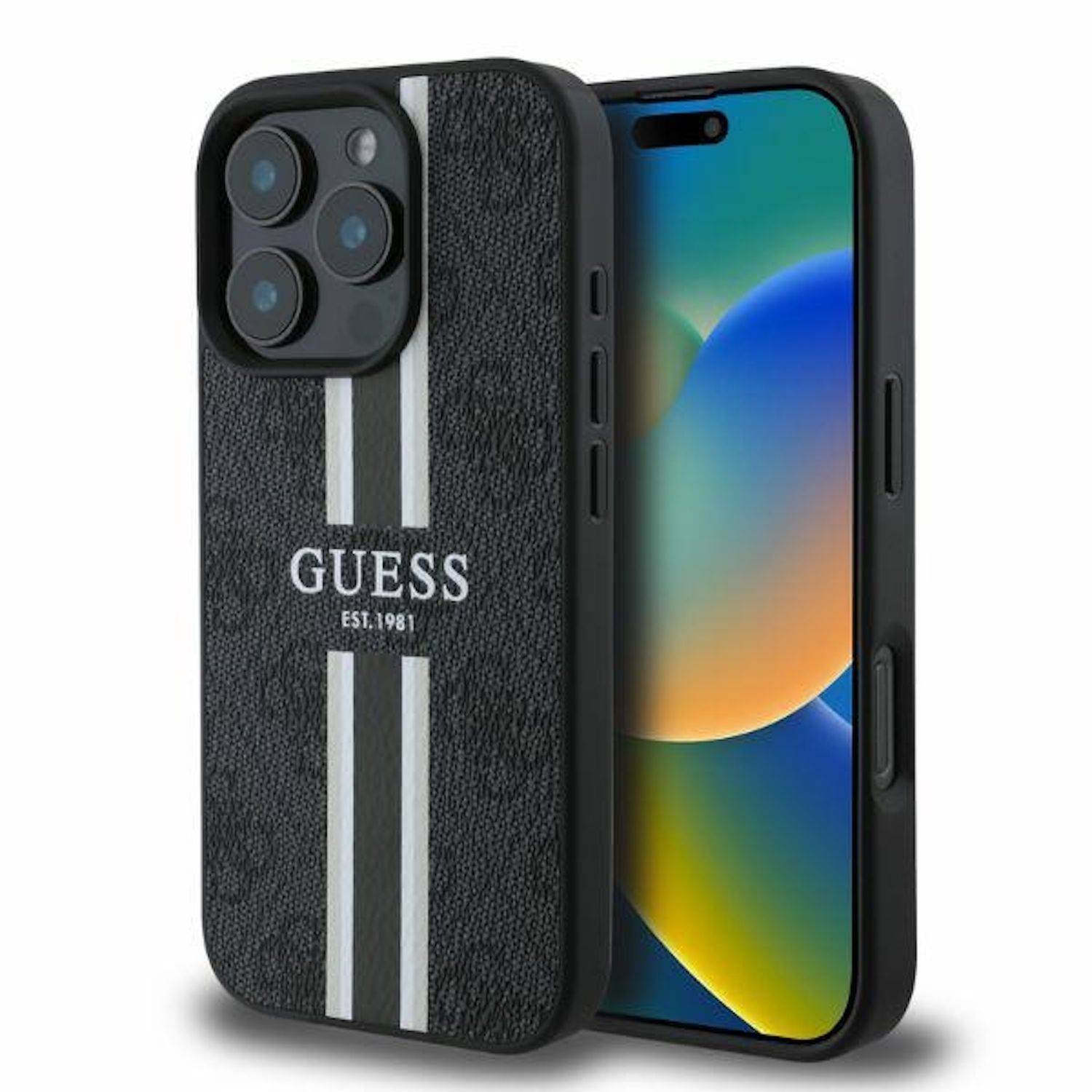 GUESS Apple iPhone 16 Pro Max Hardcase Hülle 4G Streifen Design MagSafe