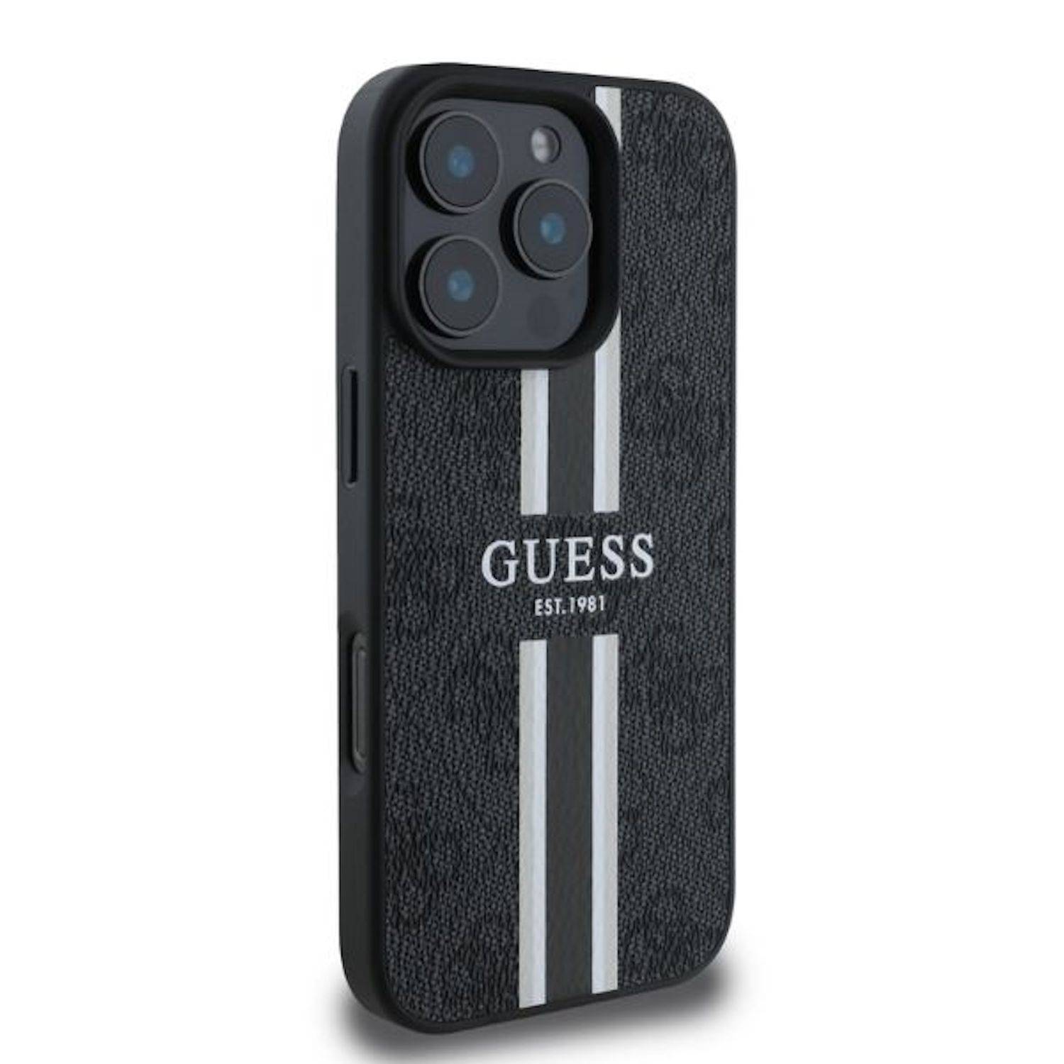 GUESS Apple iPhone 16 Pro Max Hardcase Hülle 4G Streifen Design MagSafe
