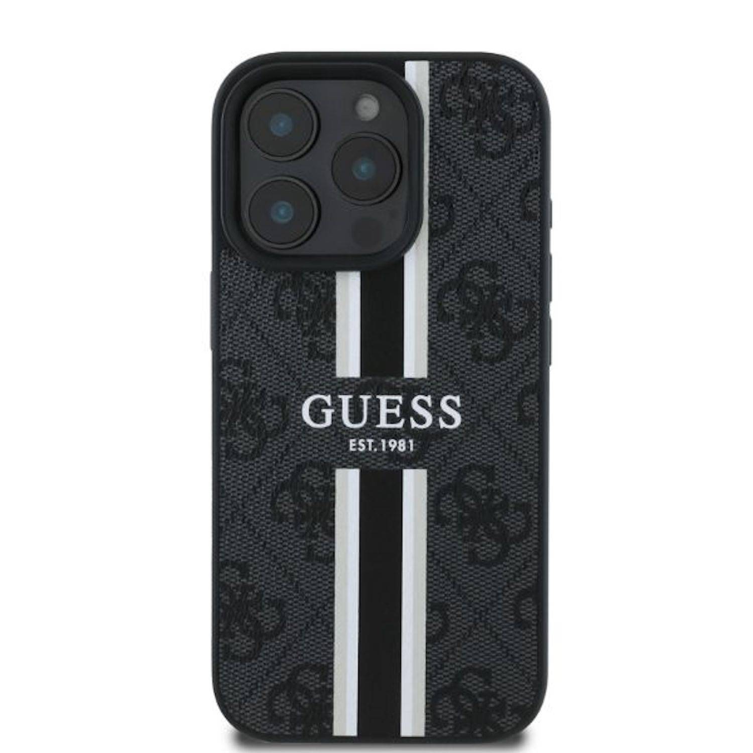 GUESS Apple iPhone 16 Pro Max Hardcase Hülle 4G Streifen Design MagSafe