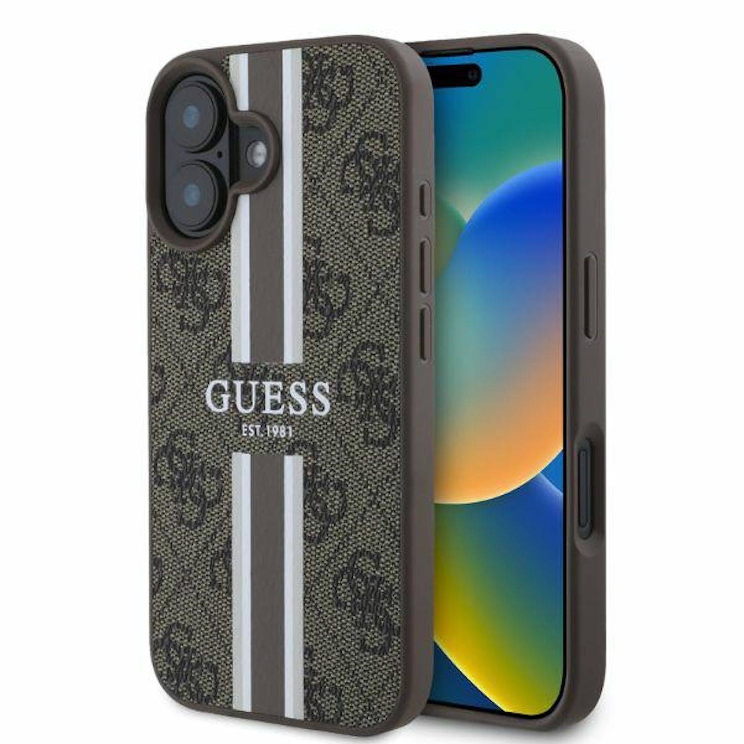 GUESS Apple iPhone 16 Hardcase Hülle 4G Streifen Design MagSafe