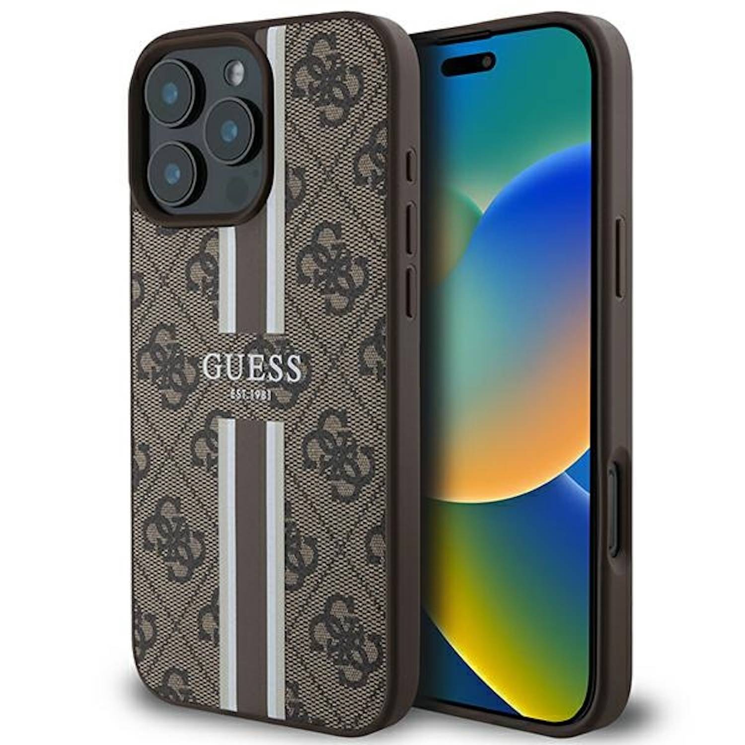 GUESS Apple iPhone 16 Pro Max Hardcase Hülle 4G Streifen Design MagSafe