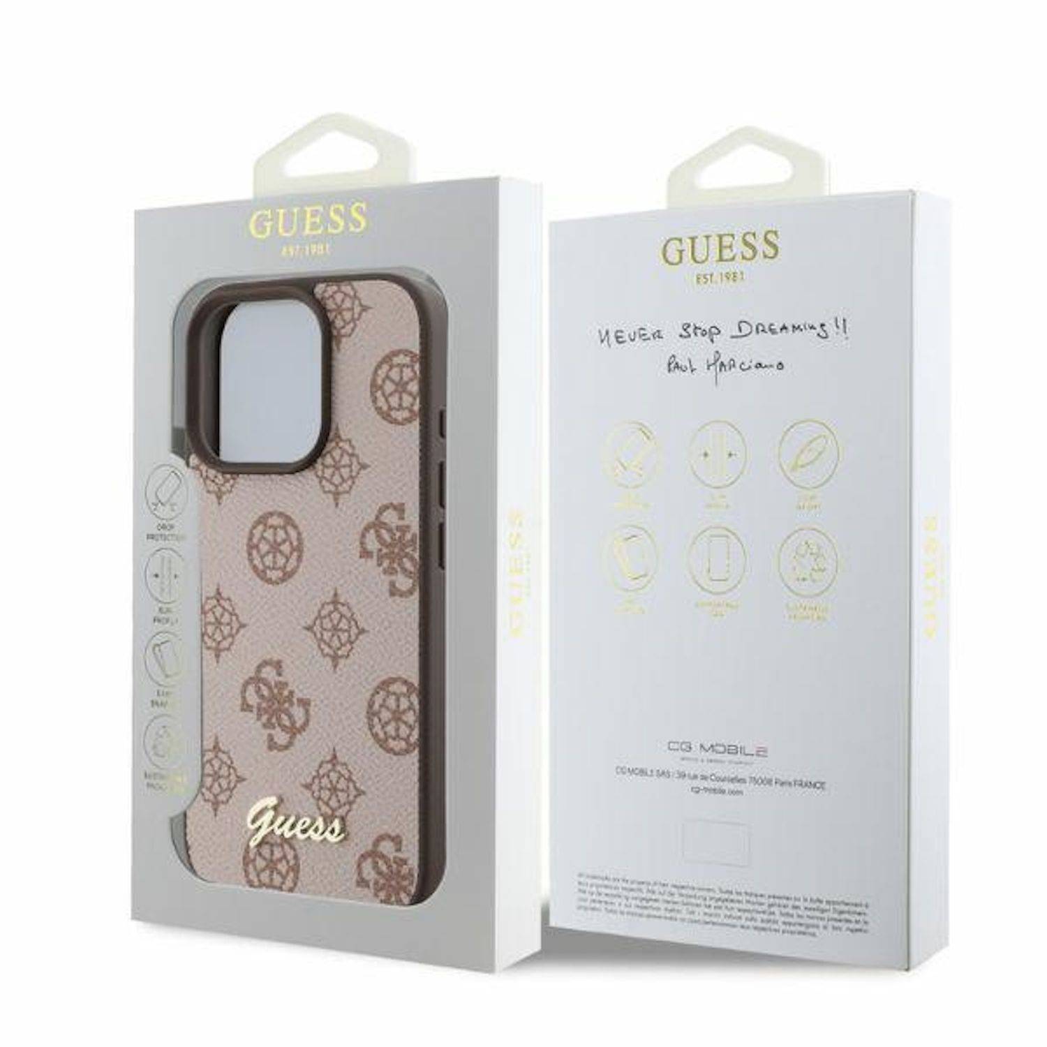 GUESS Apple iPhone 16 Pro Hardcase Peony Script Design MagSafe Braun