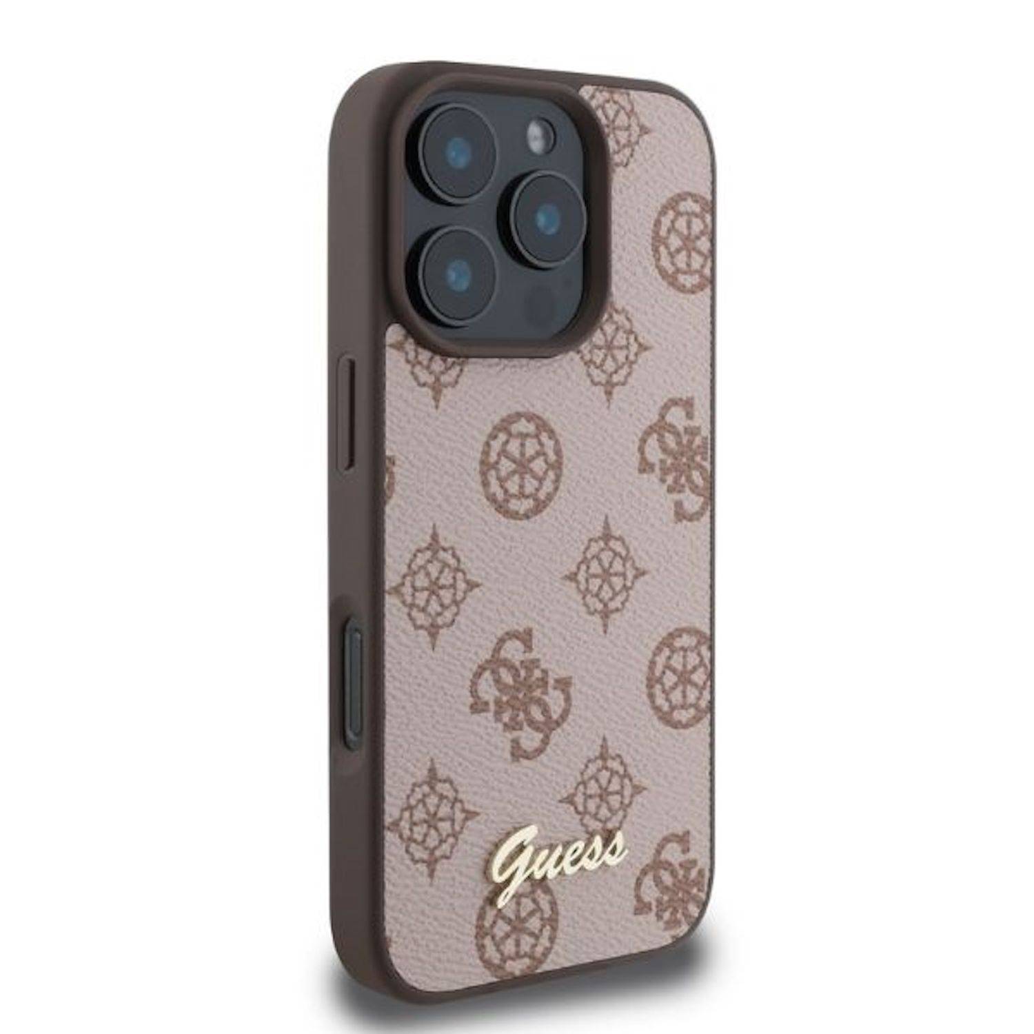 GUESS Apple iPhone 16 Pro Hardcase Peony Script Design MagSafe Braun