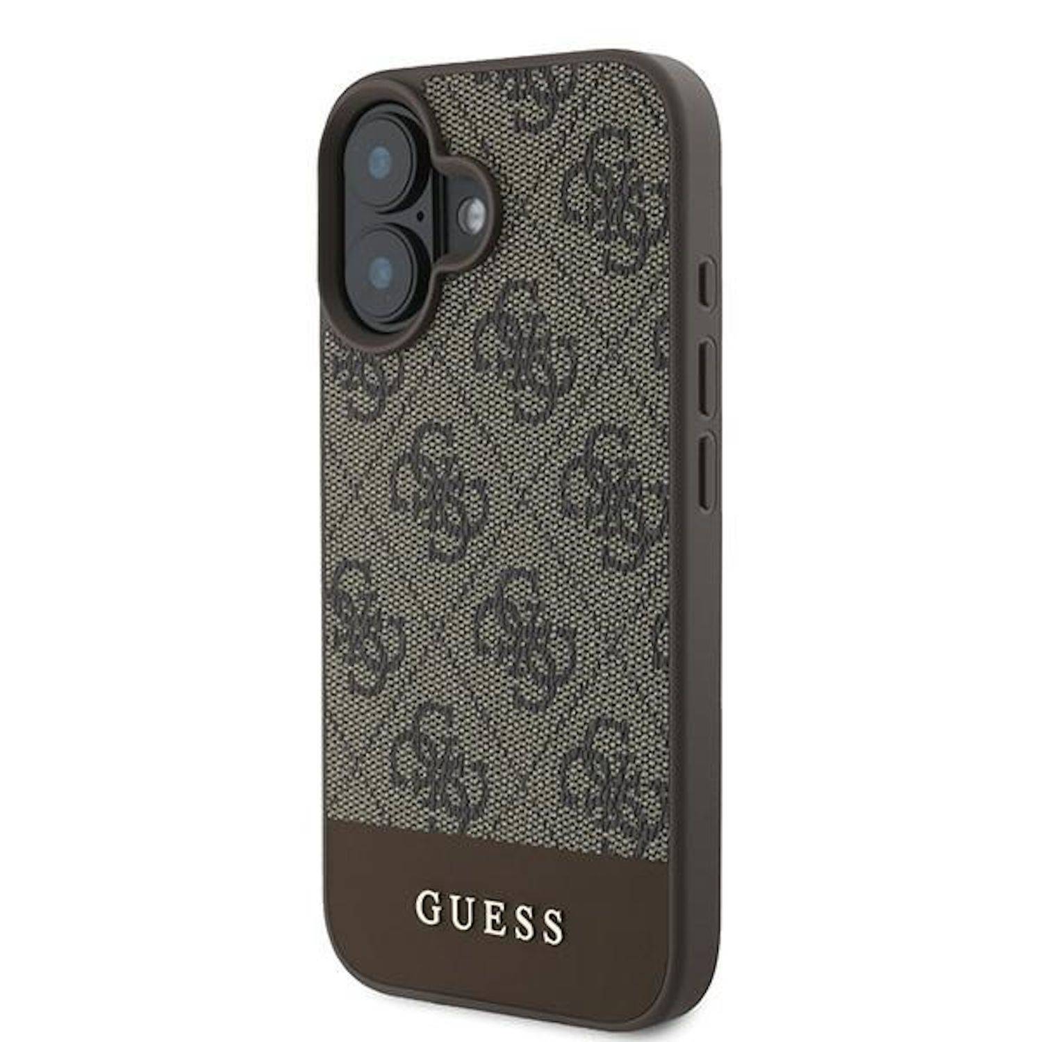 GUESS Apple iPhone 16 Plus Hardcase Design 4G Bottom Stripe Schutz Hülle Braun