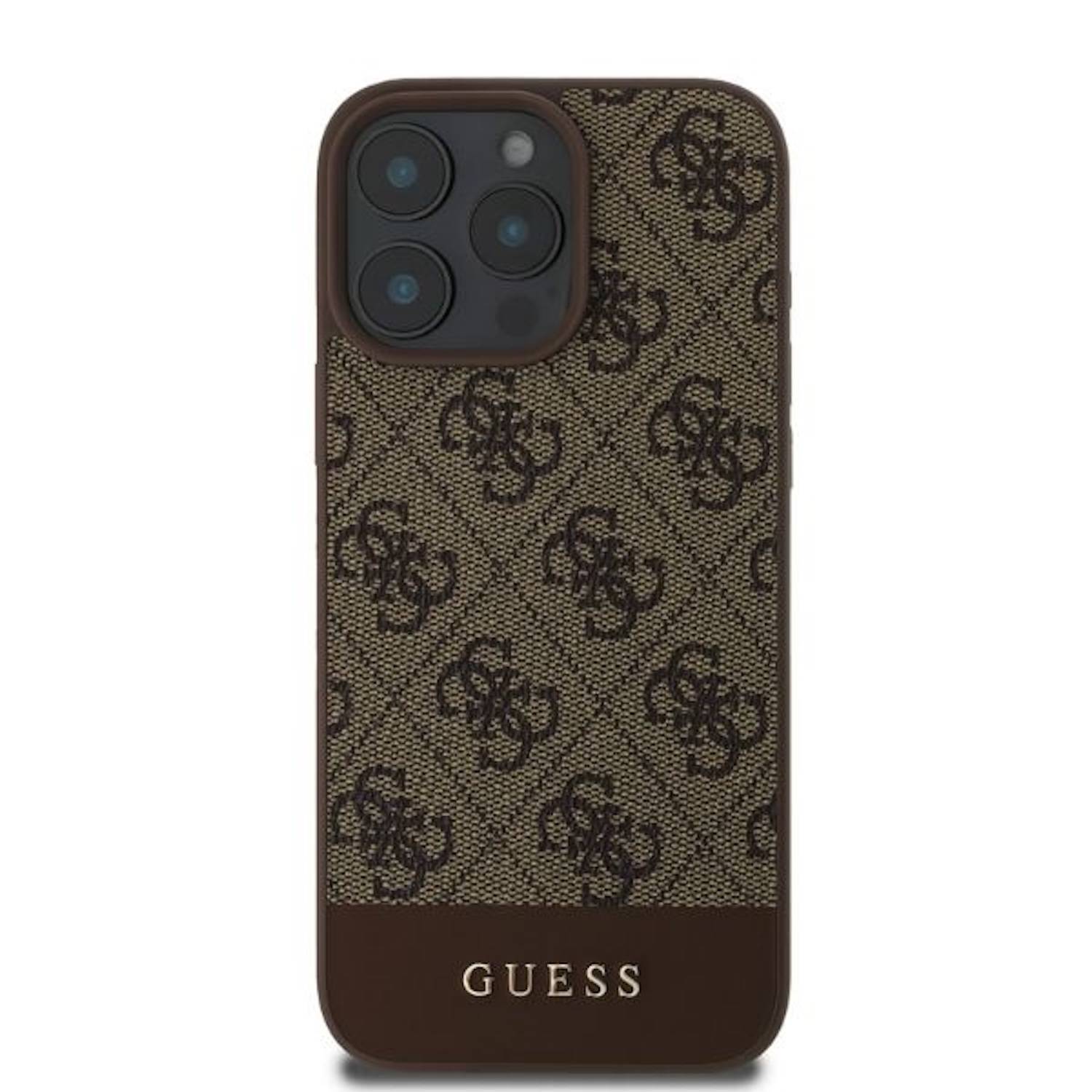 GUESS Apple iPhone 16 Pro Hardcase Design 4G Bottom Stripe Schutz Hülle Braun