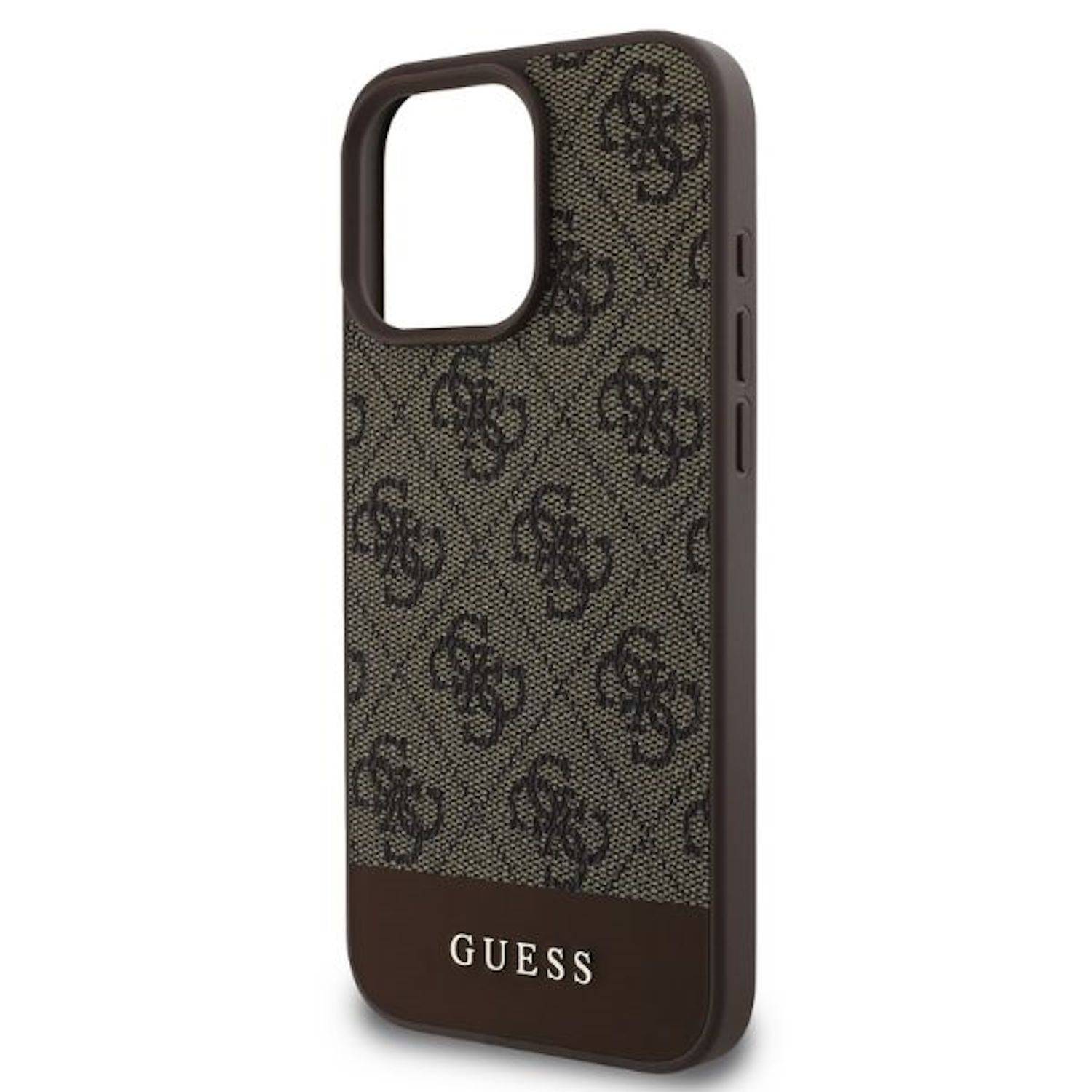 GUESS Apple iPhone 16 Pro Max Hardcase Design 4G Bottom Stripe Hülle Braun