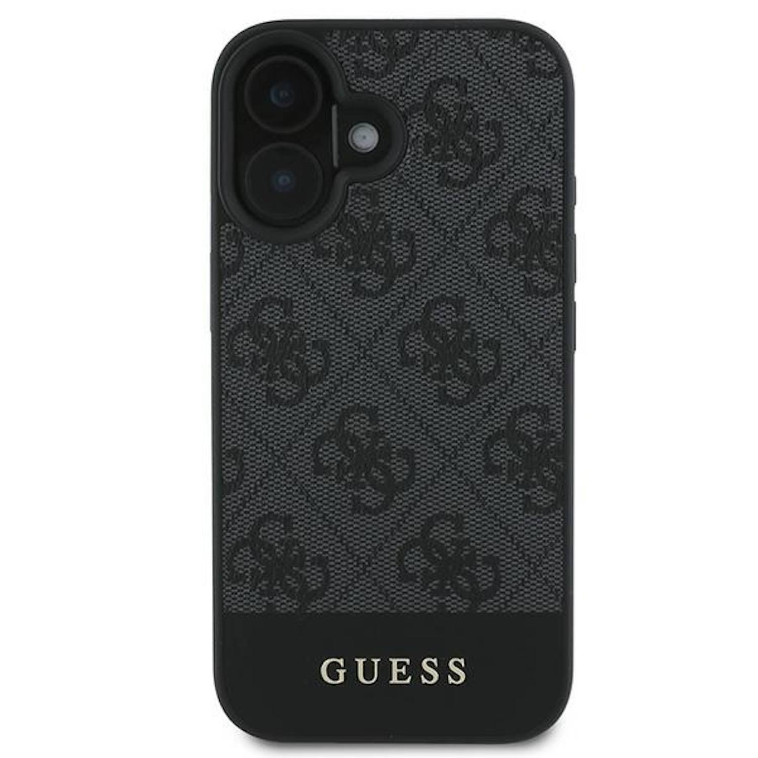 GUESS Apple iPhone 16 Hardcase Design 4G Bottom Stripe Schutz Hülle Grau