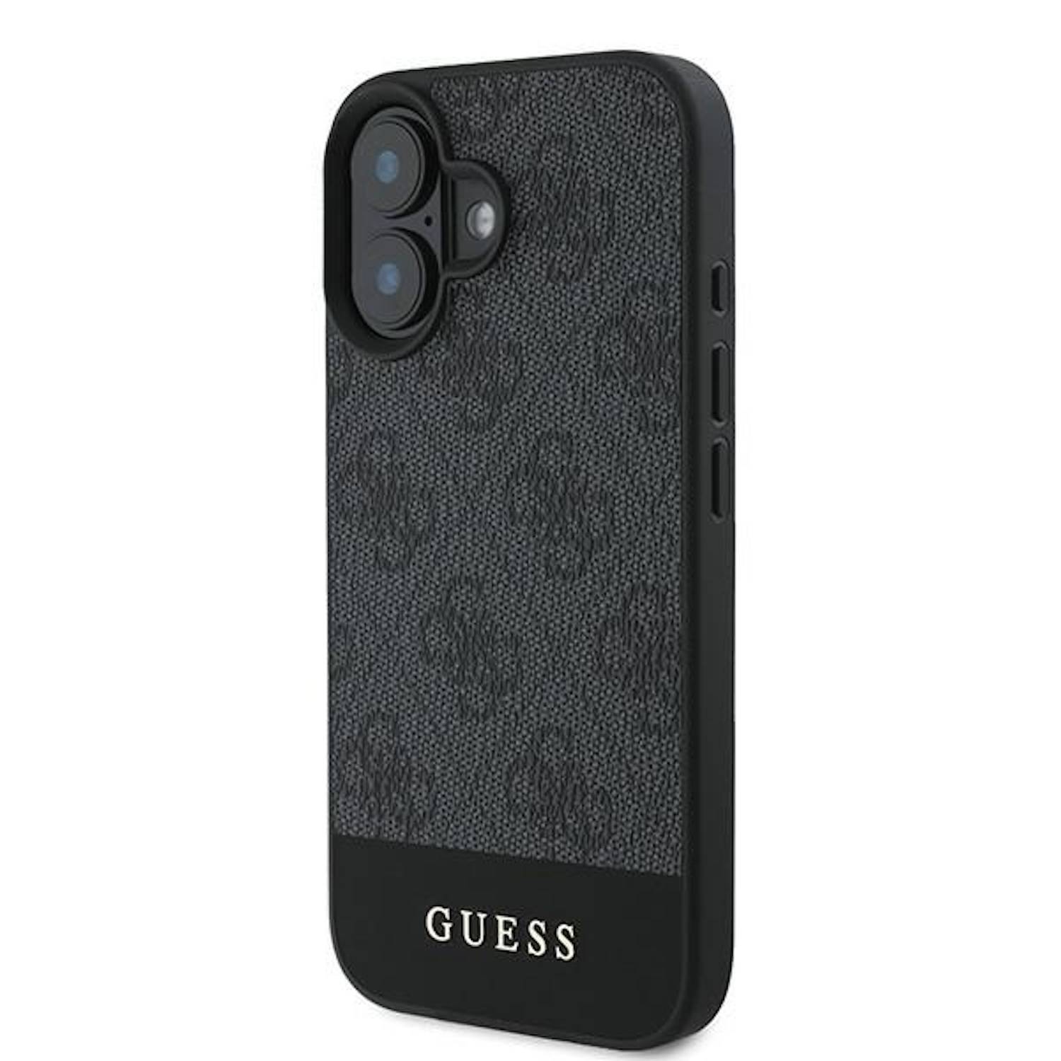 GUESS Apple iPhone 16 Hardcase Design 4G Bottom Stripe Schutz Hülle Grau