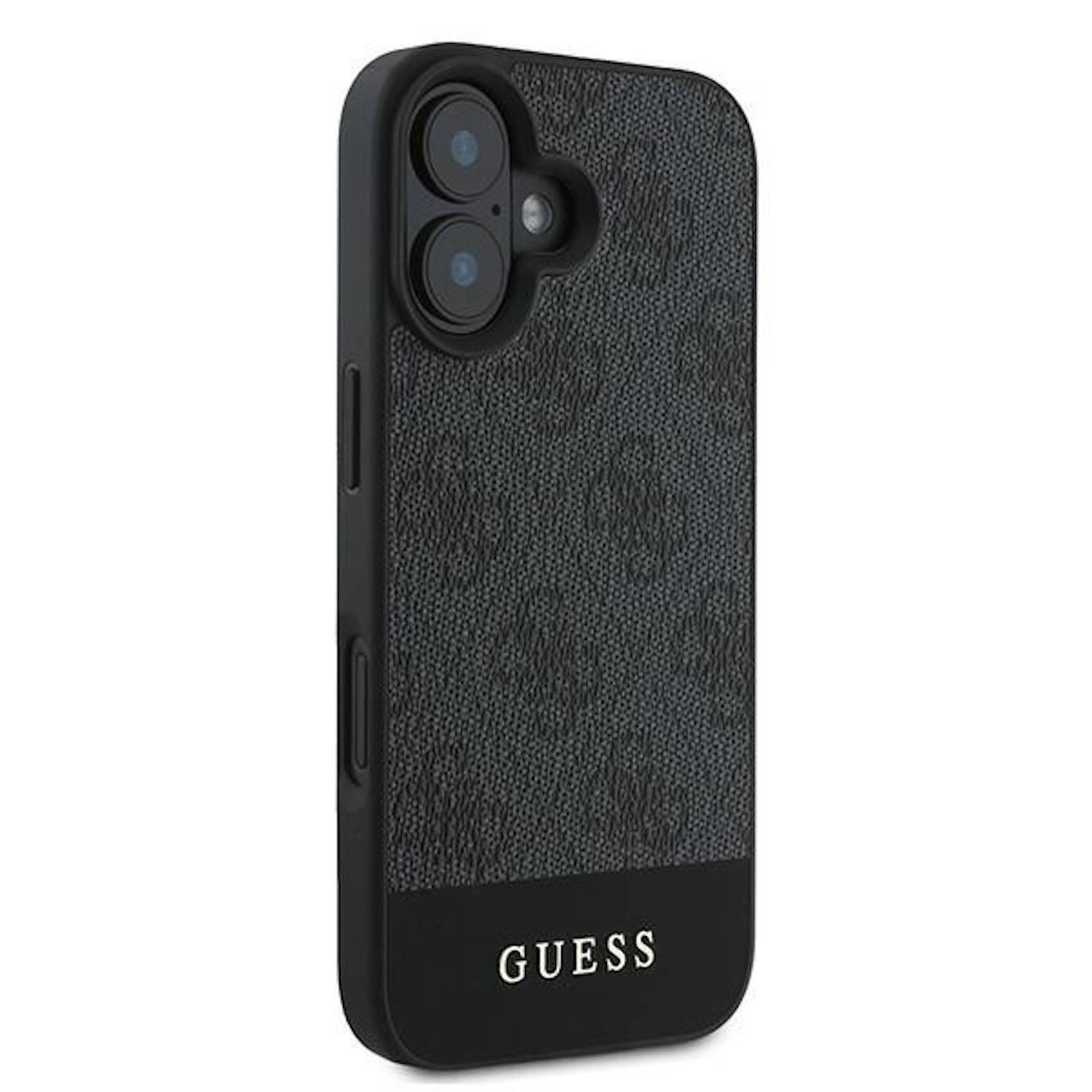 GUESS Apple iPhone 16 Hardcase Design 4G Bottom Stripe Schutz Hülle Grau