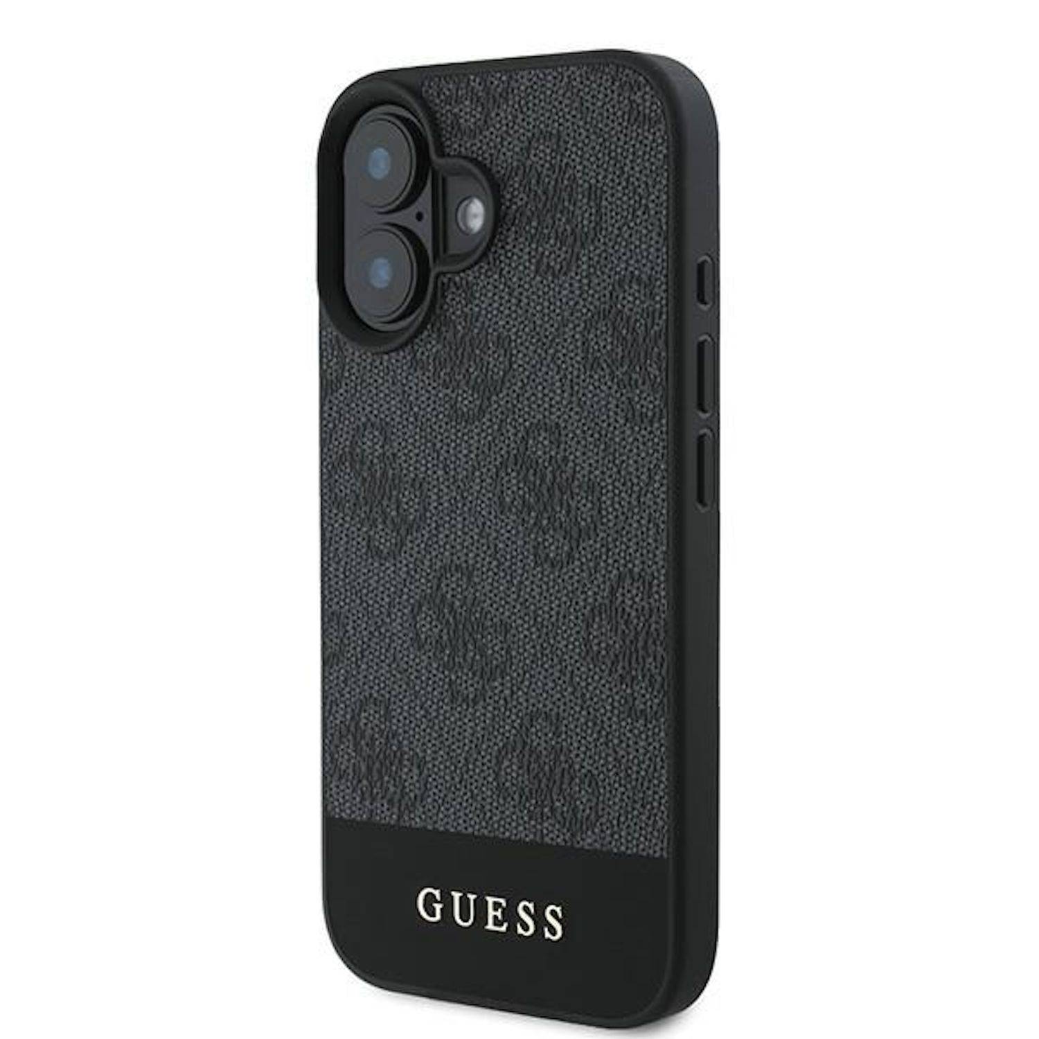 GUESS Apple iPhone 16 Plus Hardcase Design 4G Bottom Stripe Schutz Hülle Grau