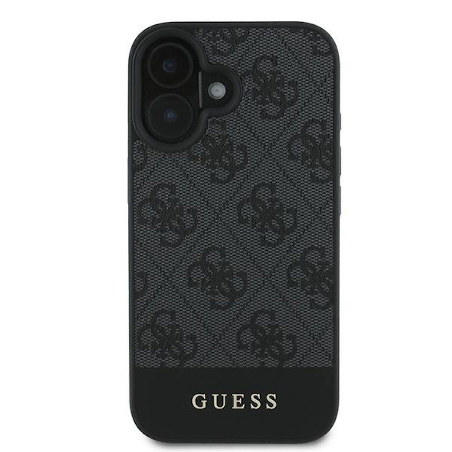 GUESS Apple iPhone 16 Plus Hardcase Design 4G Bottom Stripe Schutz Hülle Grau