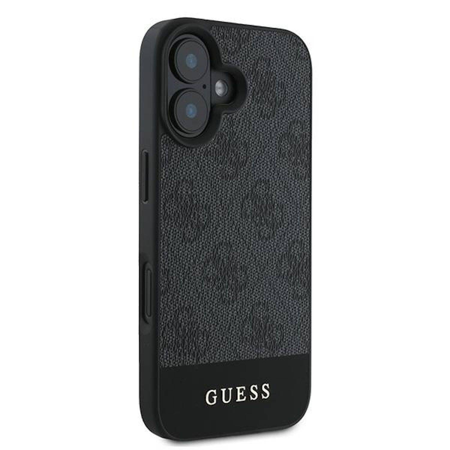 GUESS Apple iPhone 16 Plus Hardcase Design 4G Bottom Stripe Schutz Hülle Grau