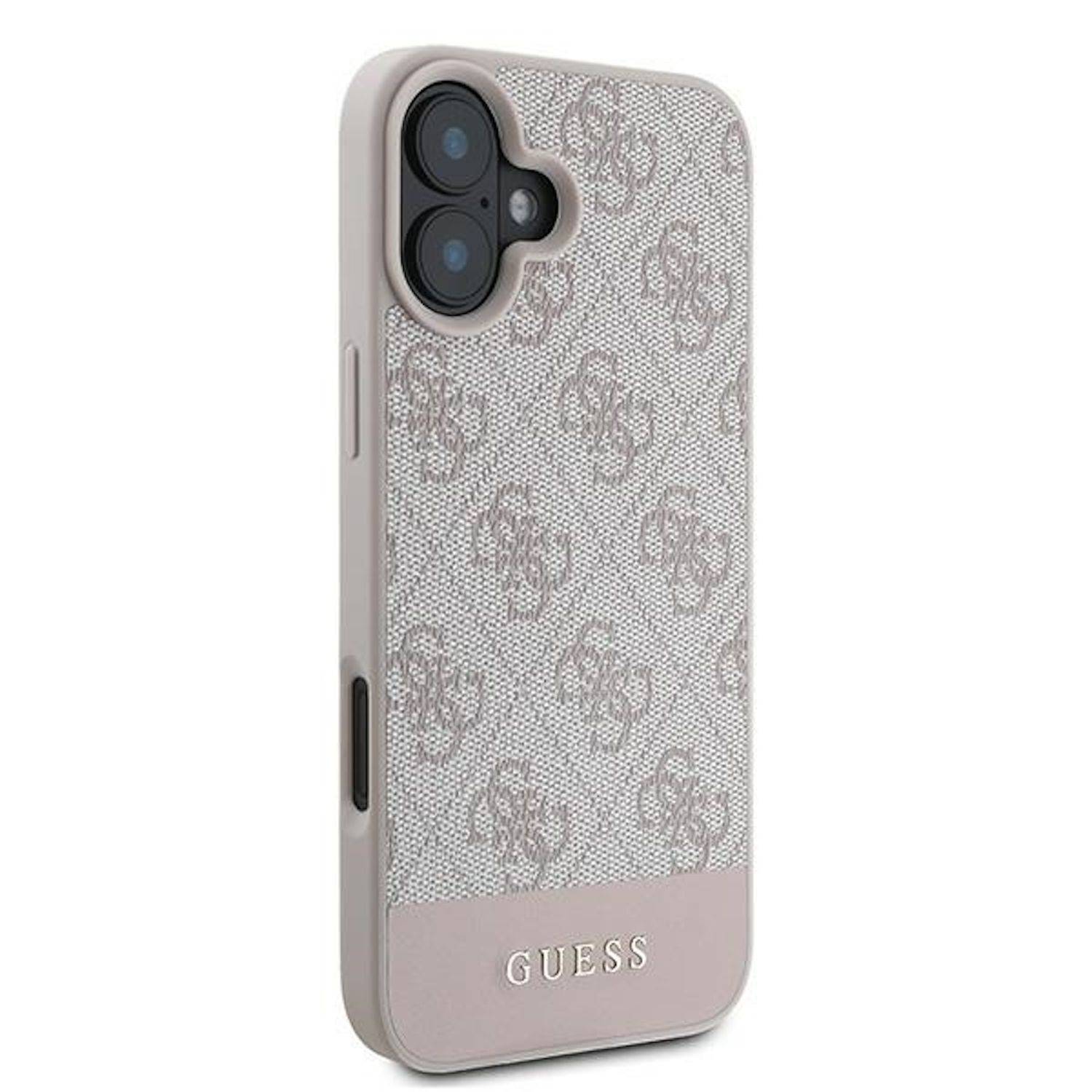 GUESS Apple iPhone 16 Plus Hardcase Design 4G Bottom Stripe Schutz Hülle Pink
