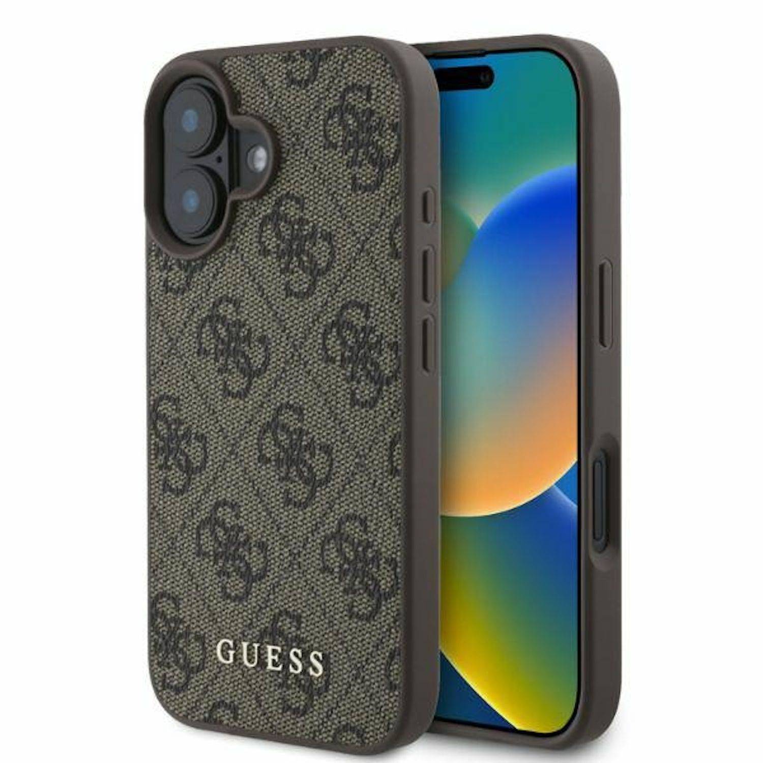 GUESS Apple iPhone 16 Hardcase 4G Classic Design Schutz Hülle Braun