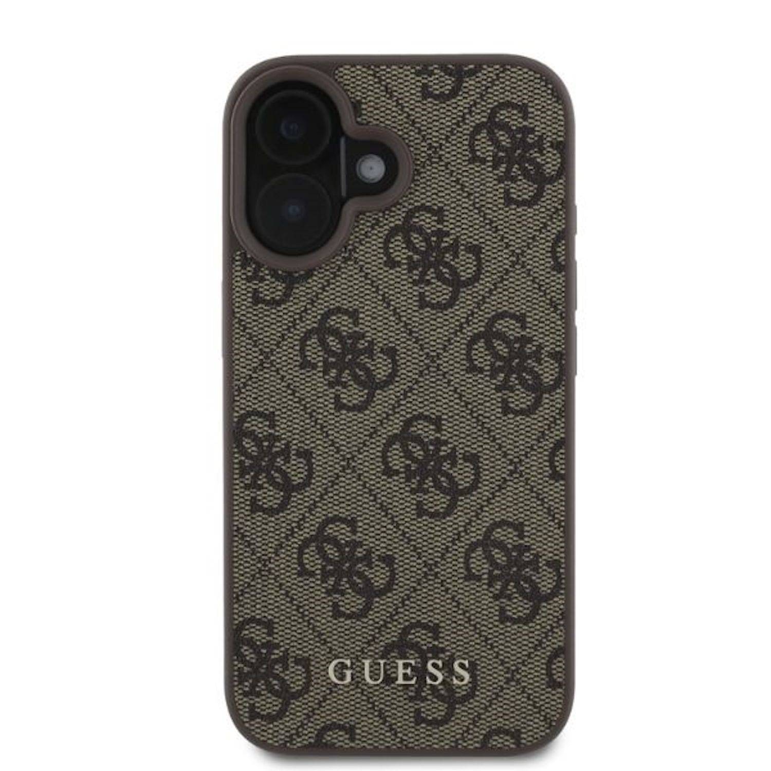 GUESS Apple iPhone 16 Hardcase 4G Classic Design Schutz Hülle Braun
