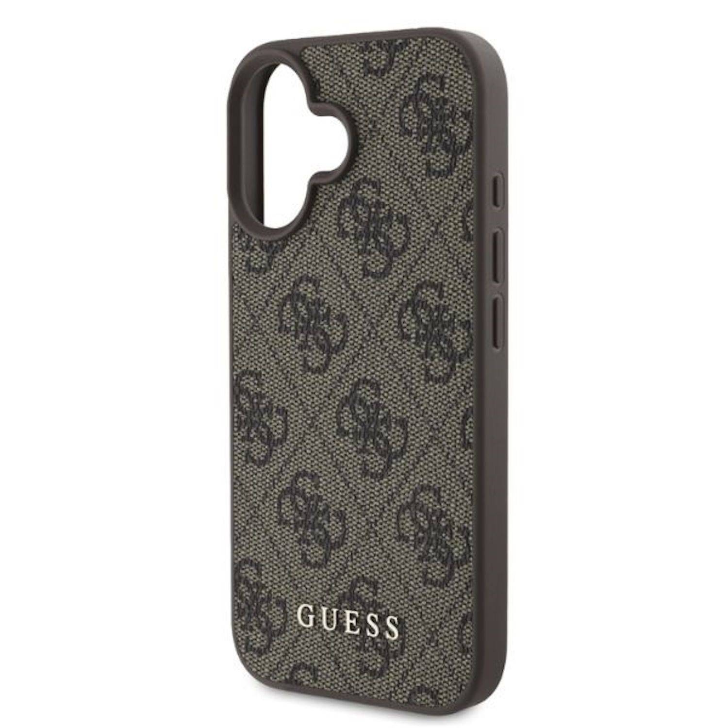 GUESS Apple iPhone 16 Hardcase 4G Classic Design Schutz Hülle Braun