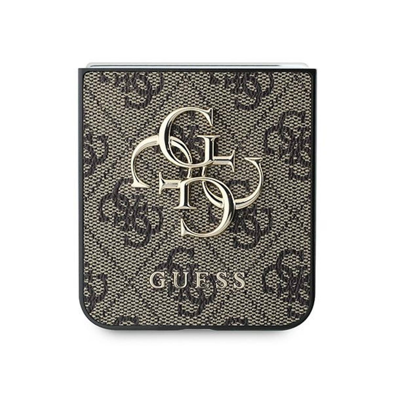 GUESS Samsung Galaxy Z Flip6 Hülle hochwertiges Leder 4G Metal Logo Design Braun